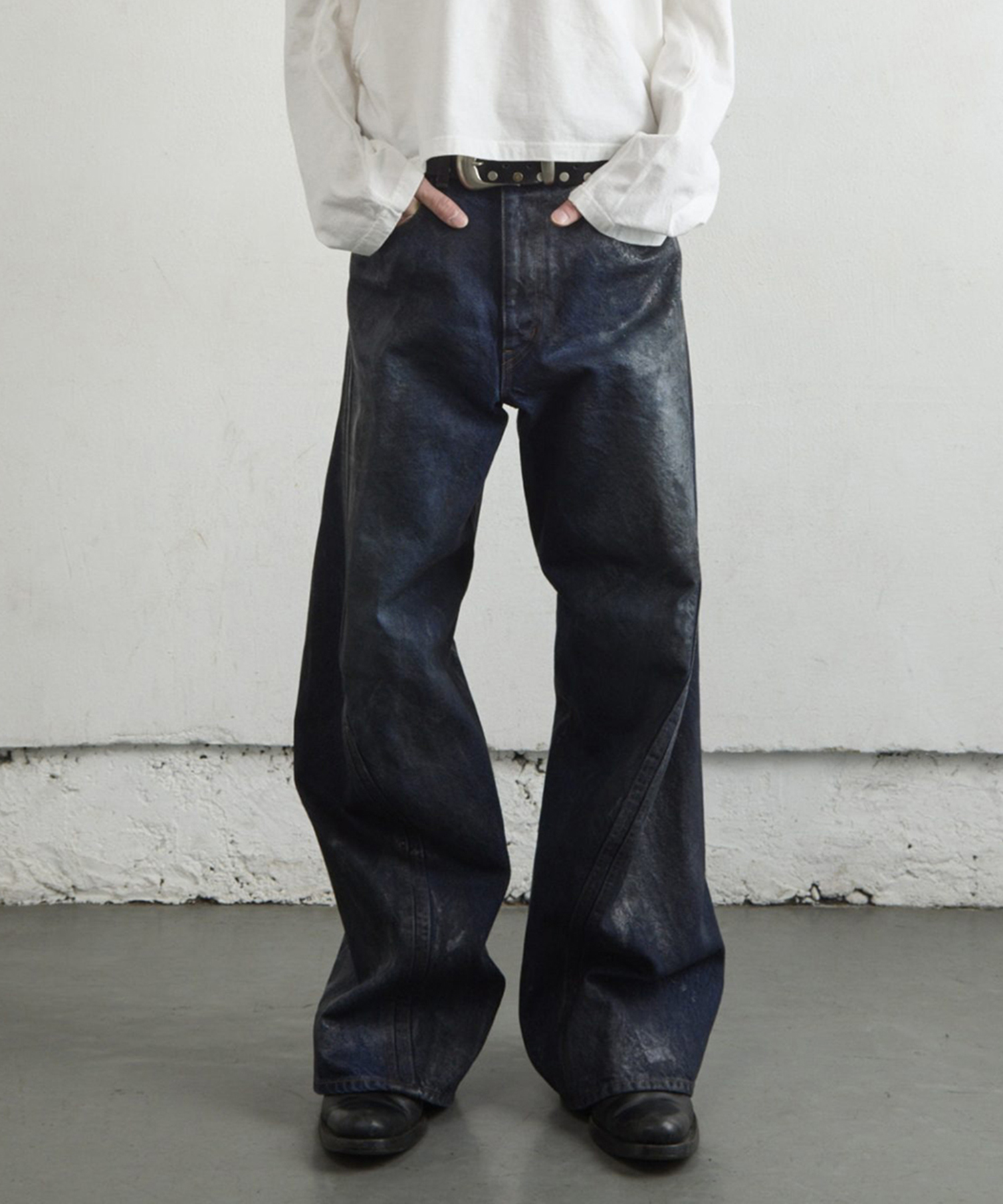 3D TWISTED WIDE LEG JEANS
