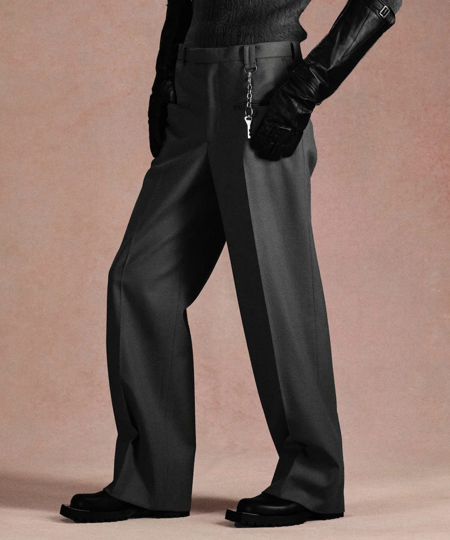 WOOL BARATHEA WIDE TROUSERS