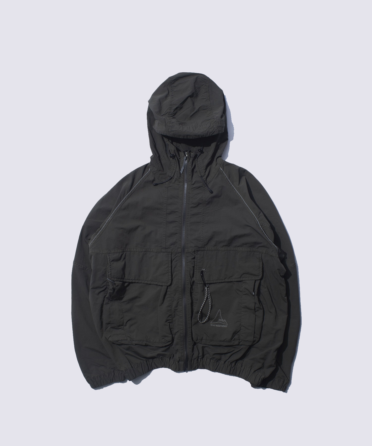 ROA garment dye nylon hooded jacket
