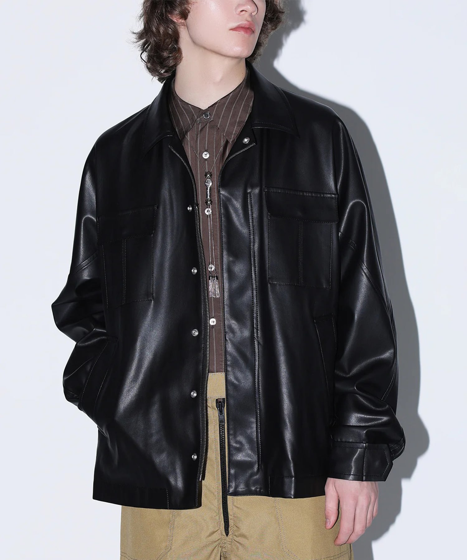 Leather shirt blouson