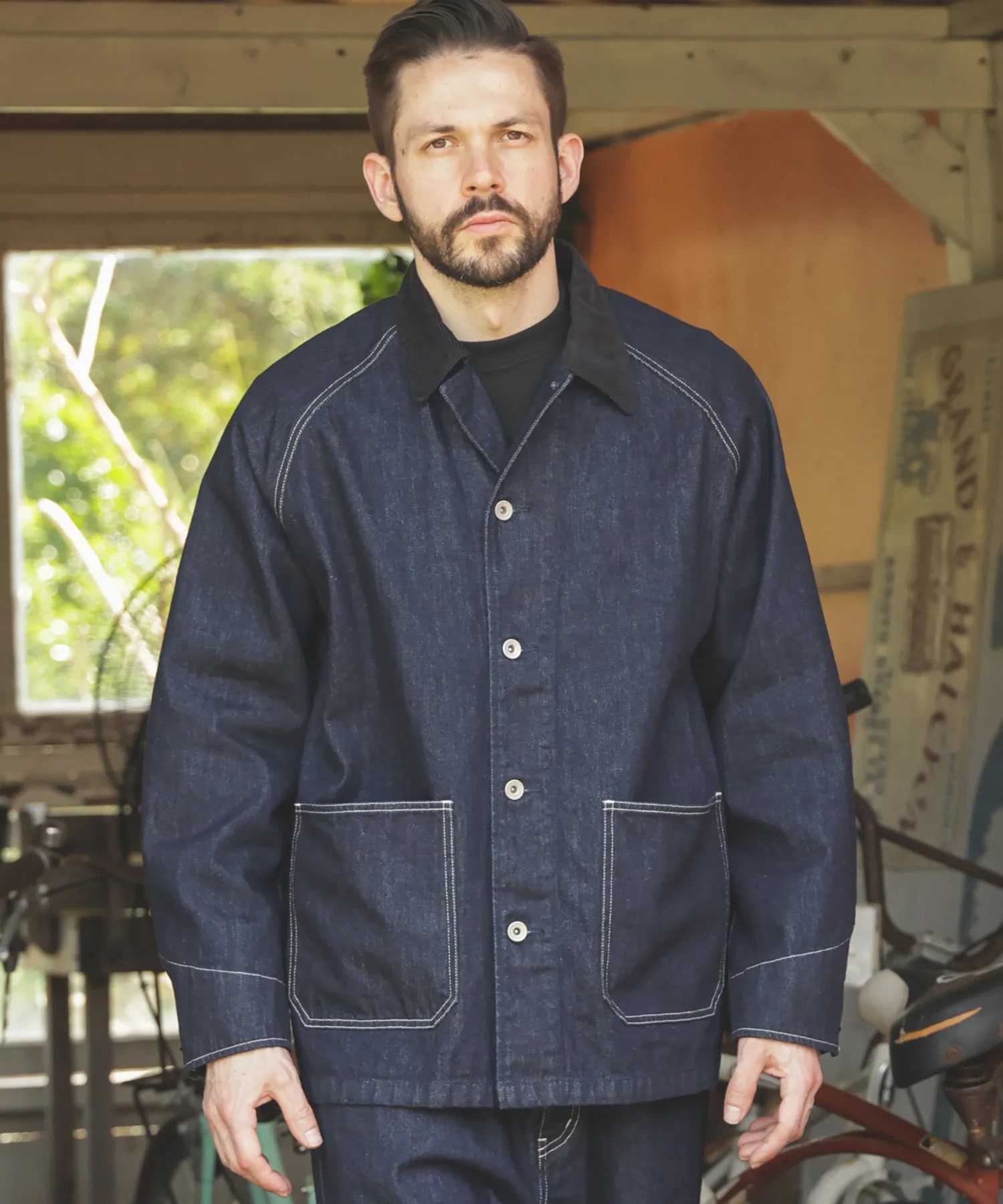 RINSE WASH 12oz CRUNCH DEINIM /5-BUTTON COVERALL