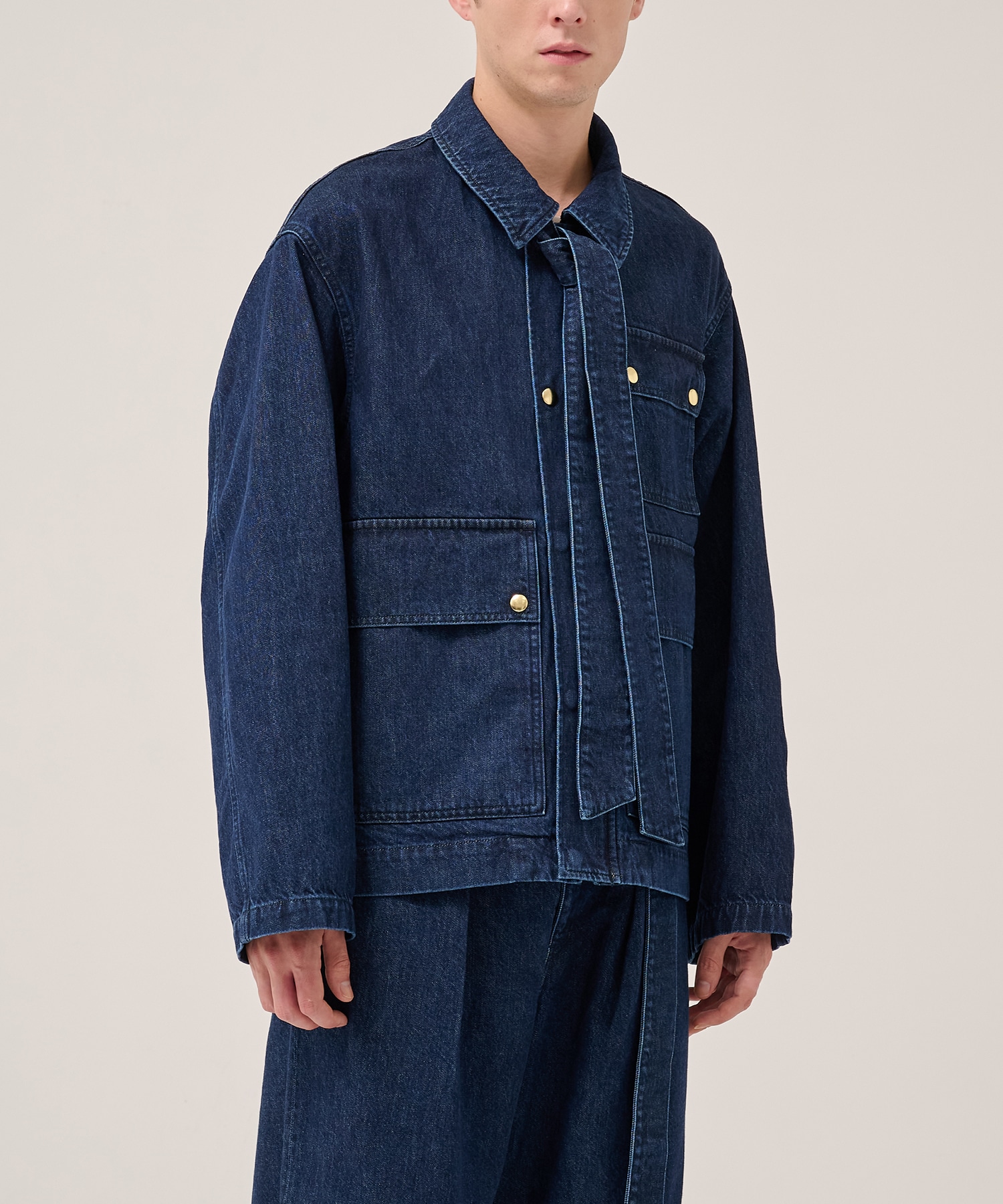 Big Flap Pocket Bow Tie Denim Jacket