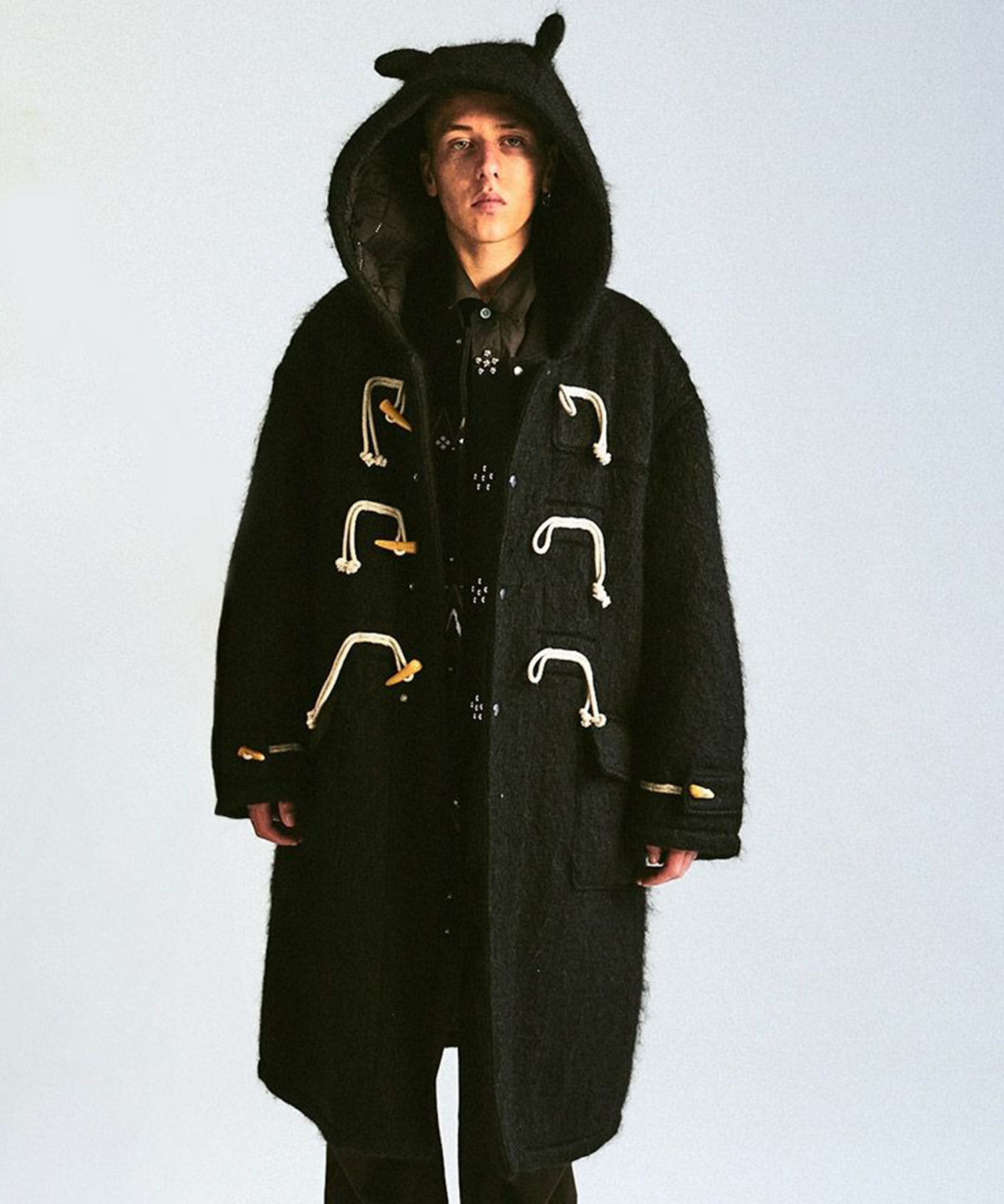 DEVILS EAR HOODIE SHAGGY DUFFLECOAT