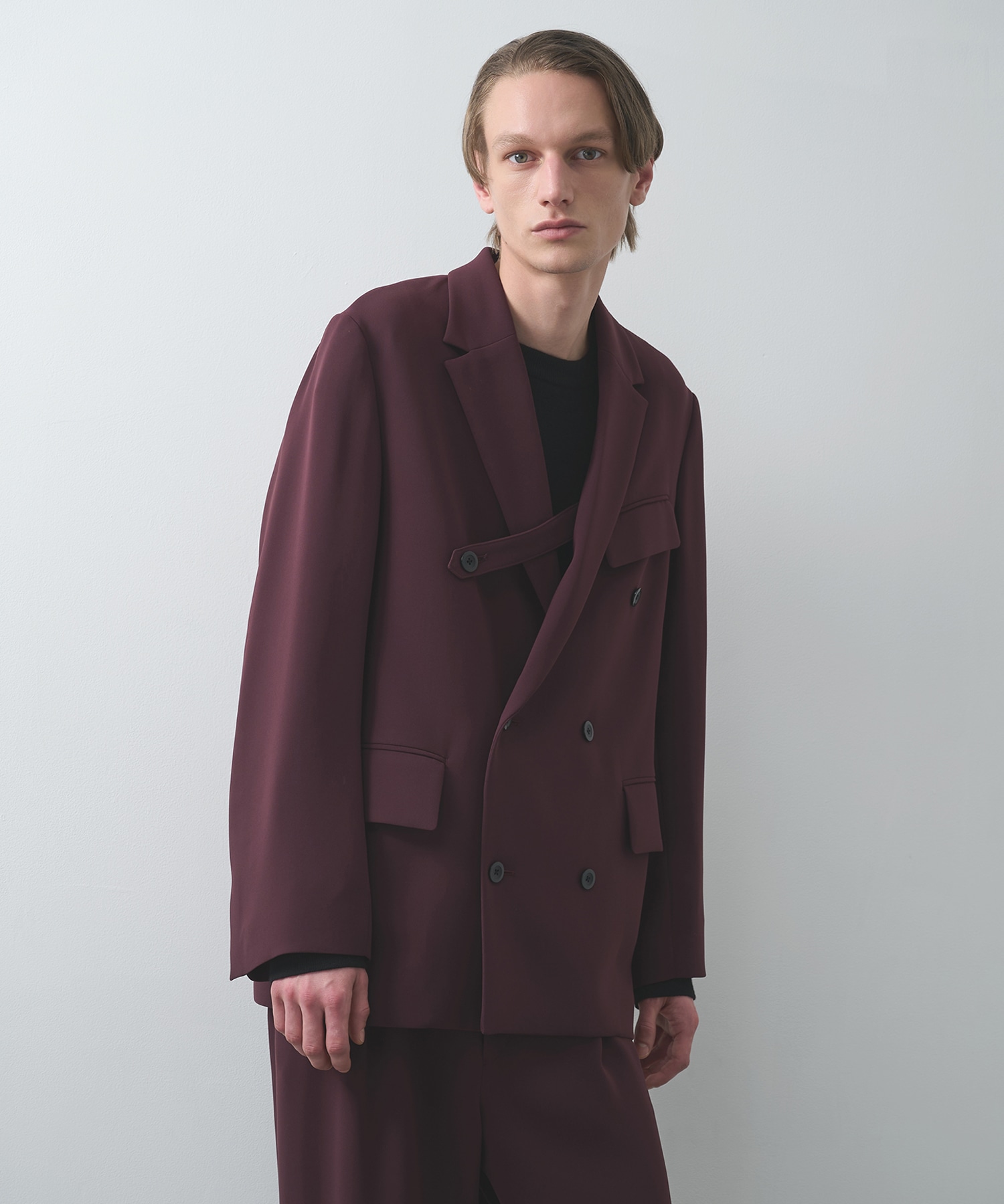 Double Cloth Slant Belt Tailored Jacket