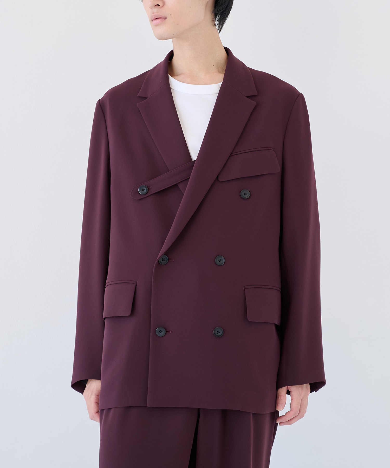 Double Cloth Slant Belt Tailored Jacket