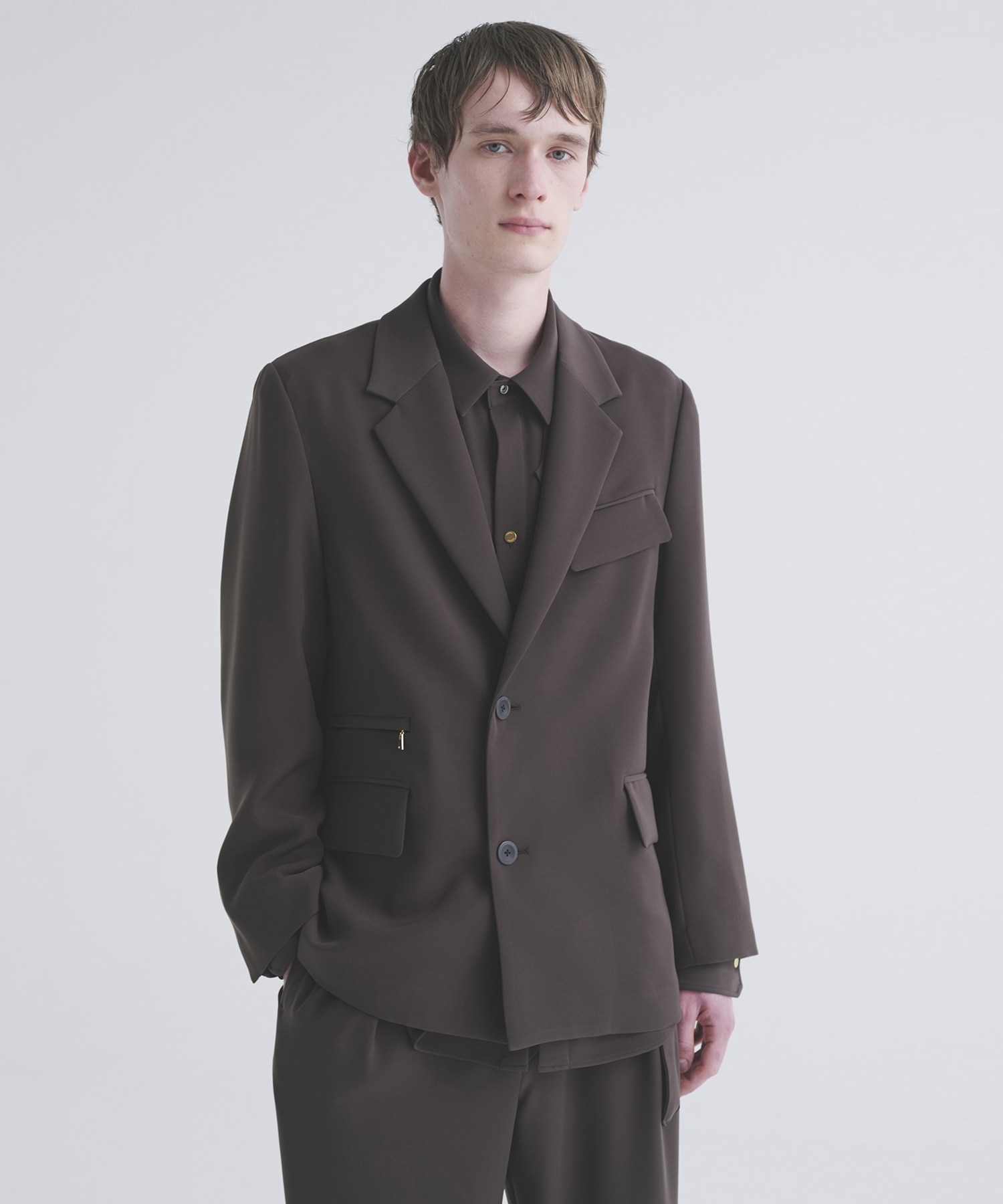 Double Cloth Twill Zip Pocket Tailored Jacket
