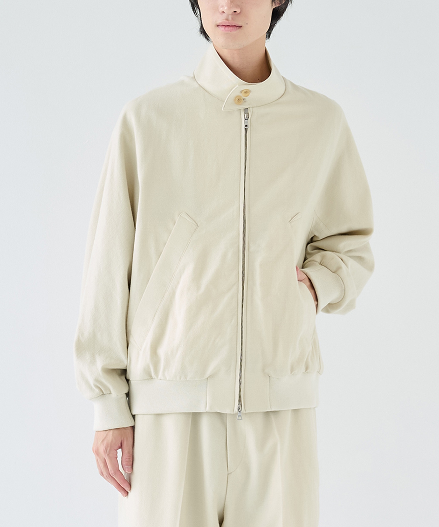 Wool Gabardine Harrington Jacket