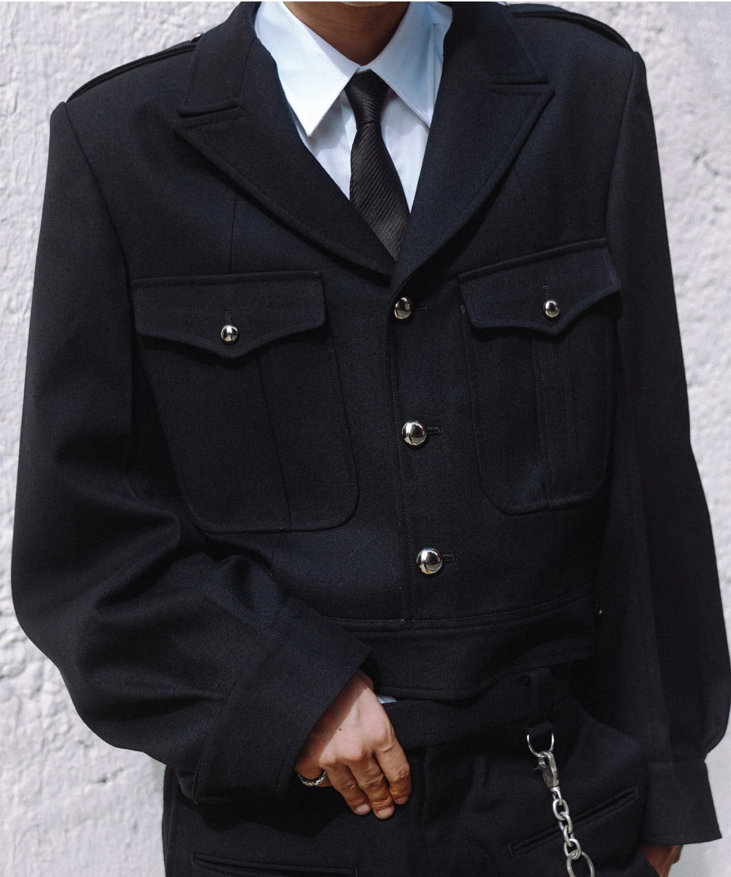 WOOL BARATHEA MASSIVE ROUNDED SLEEVE IKE JACKET