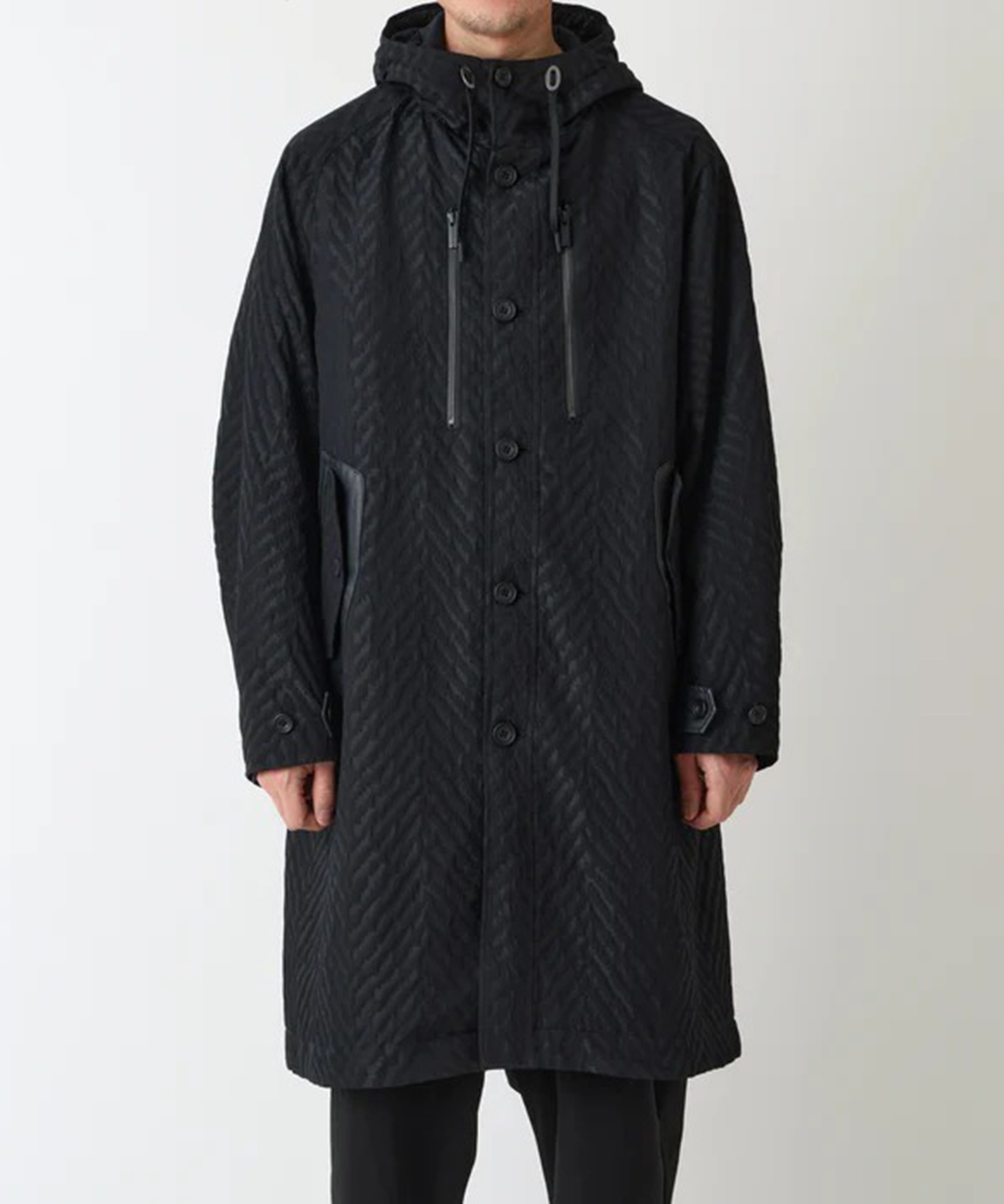 DiAPLEX HERRINGBONE JACQUARD HOODED COAT