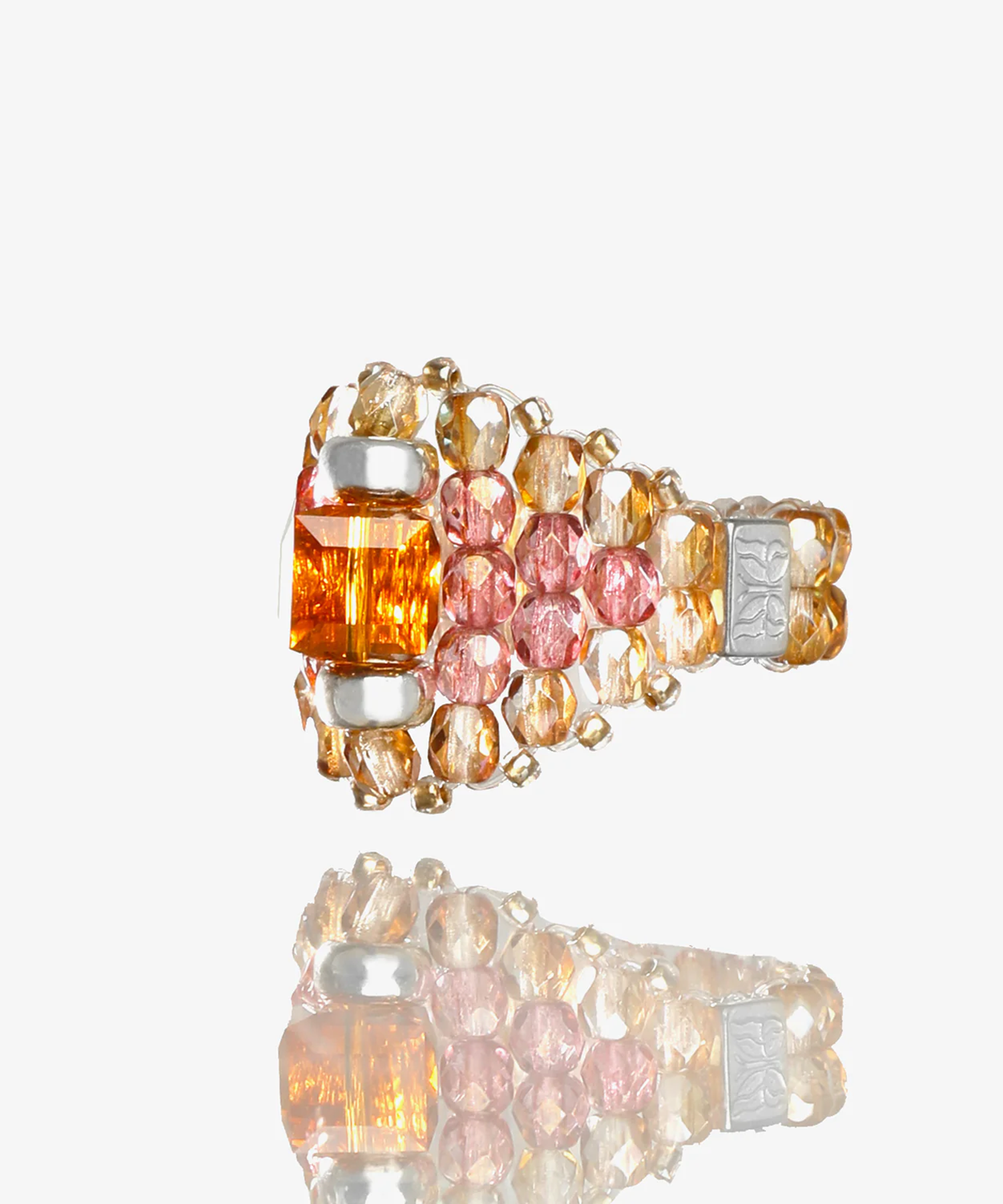 Needles x Tie A Knot Square Crystal Beads Ring