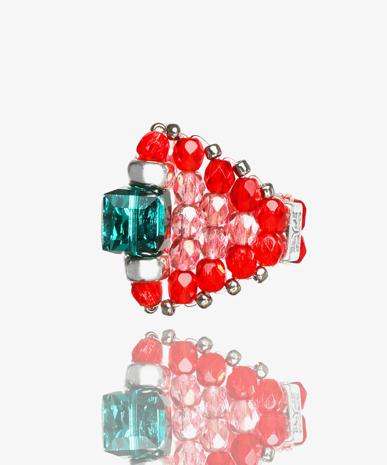 Needles x Tie A Knot Square Crystal Beads Ring