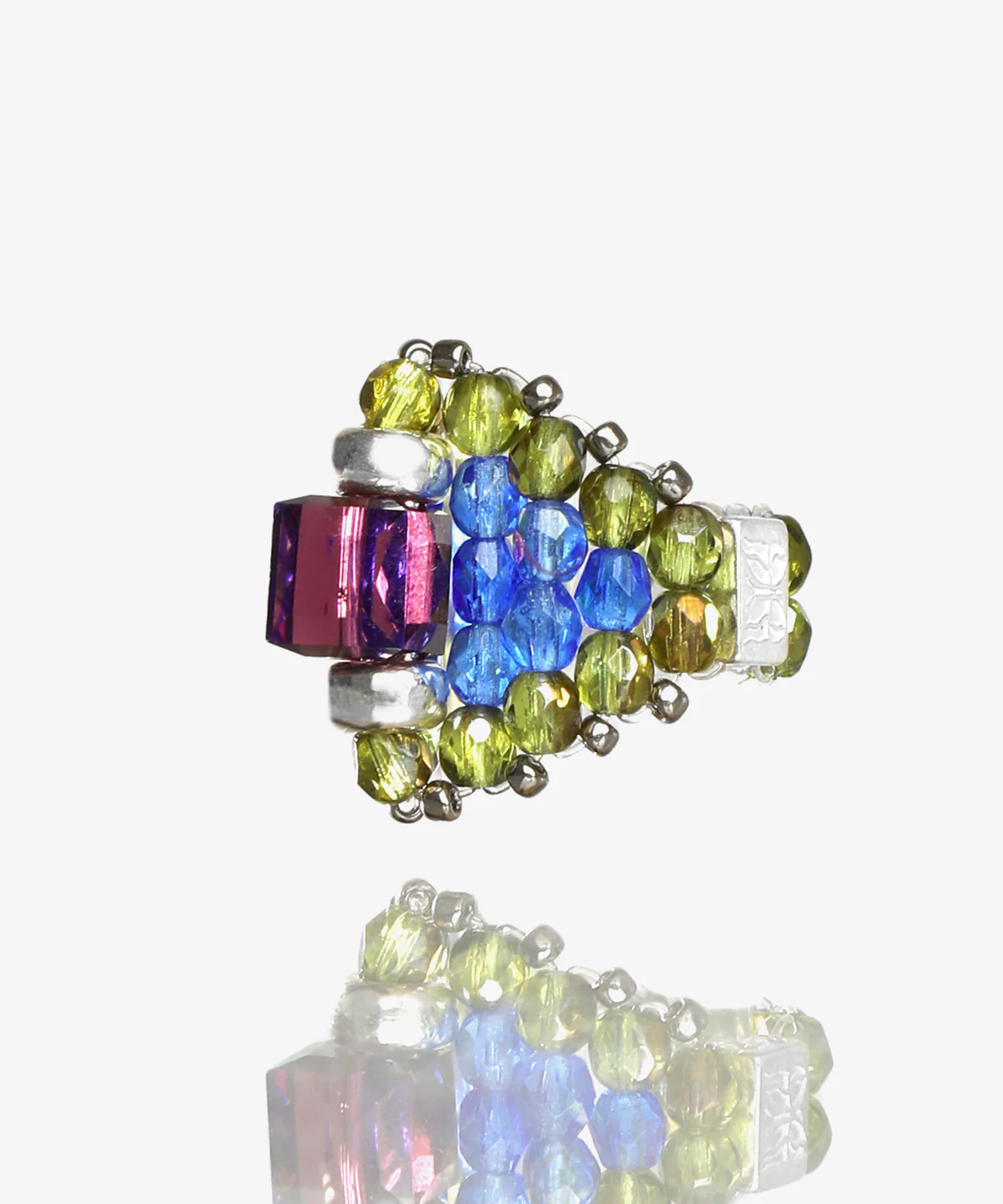 Needles x Tie A Knot Square Crystal Beads Ring