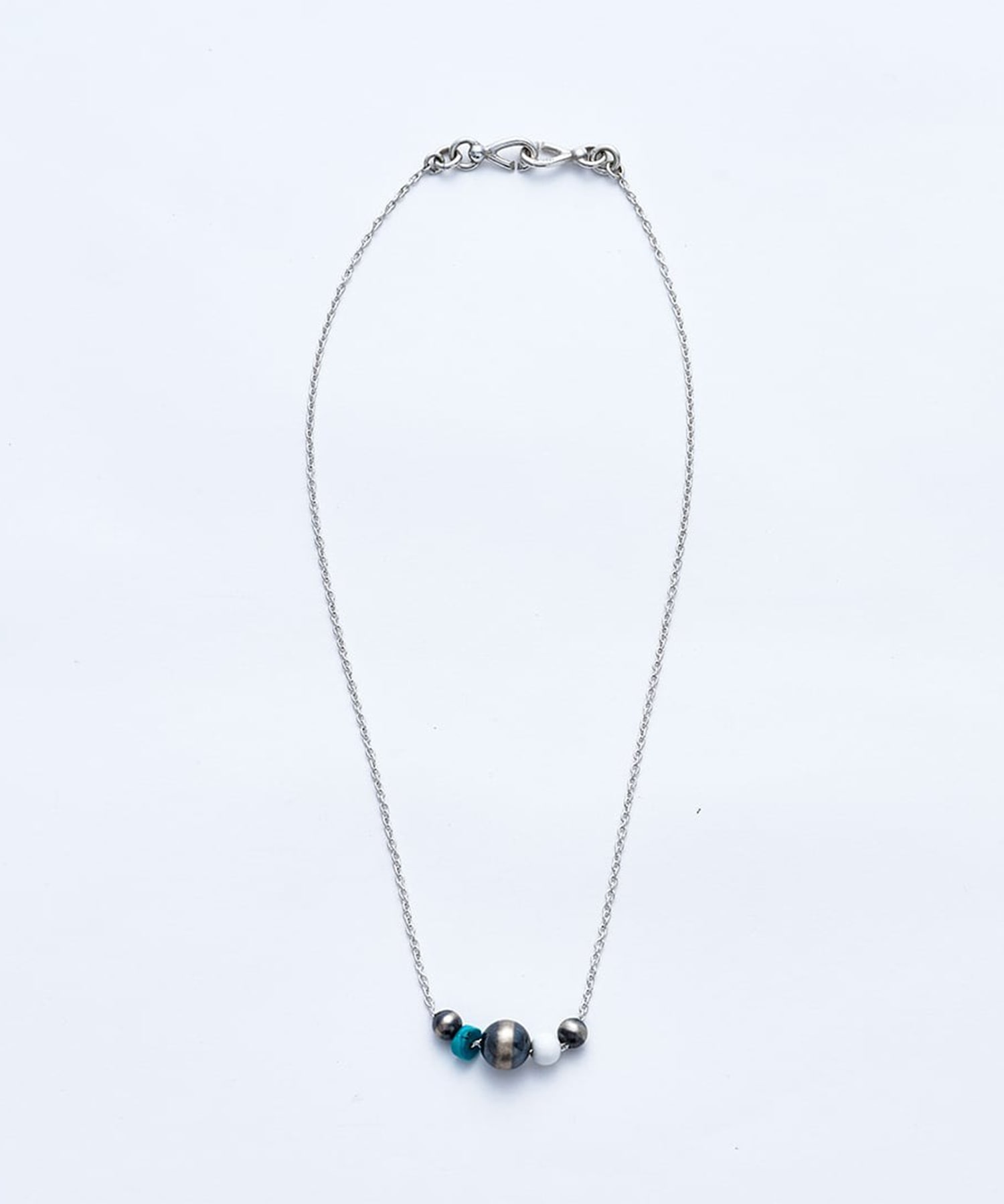 C-047 Navajo Pearl Necklac(White onyxturquoise) (45cm)