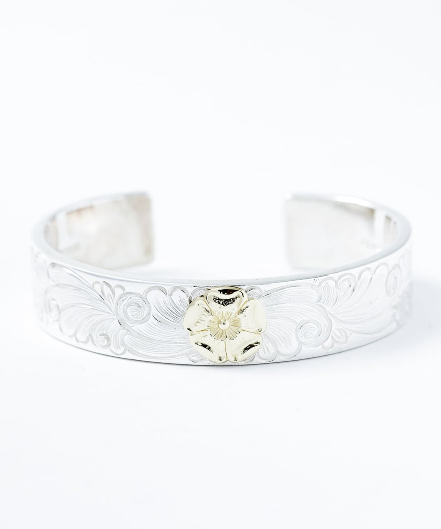 BN-074 平打ち15mm Arabesque bangle K18 Wild Rose