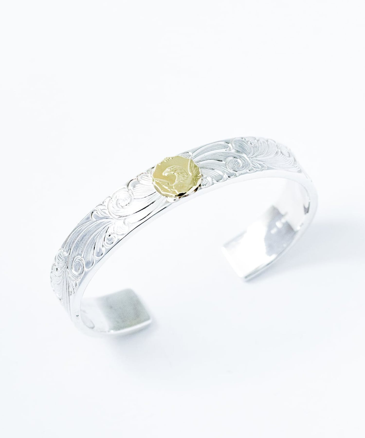 BN-075 平打ち12mm Arabesque bangle K18 Morgan Eagle