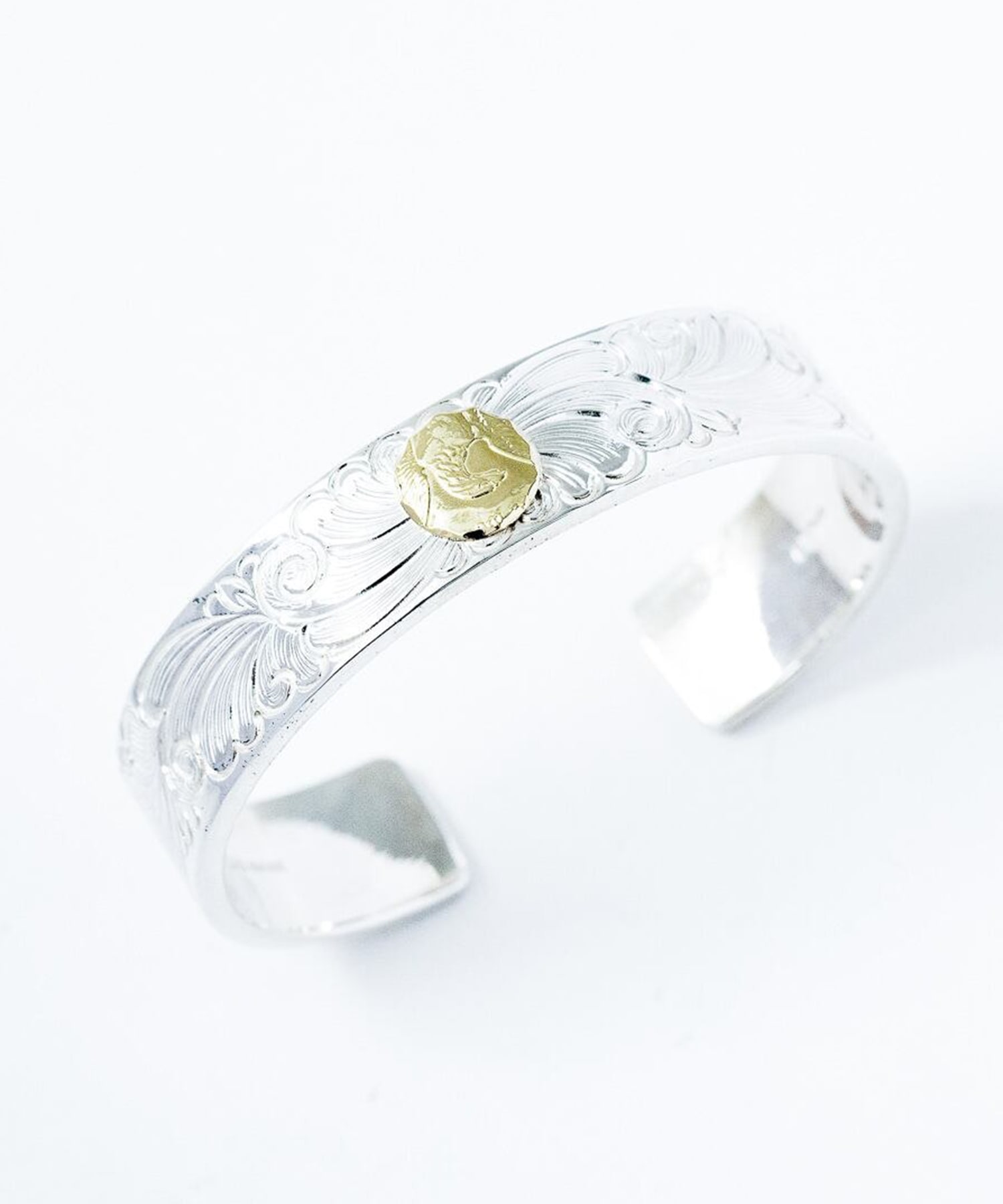 BN-076 平打ち15mm Arabesque bangle K18 Morgan Eagle