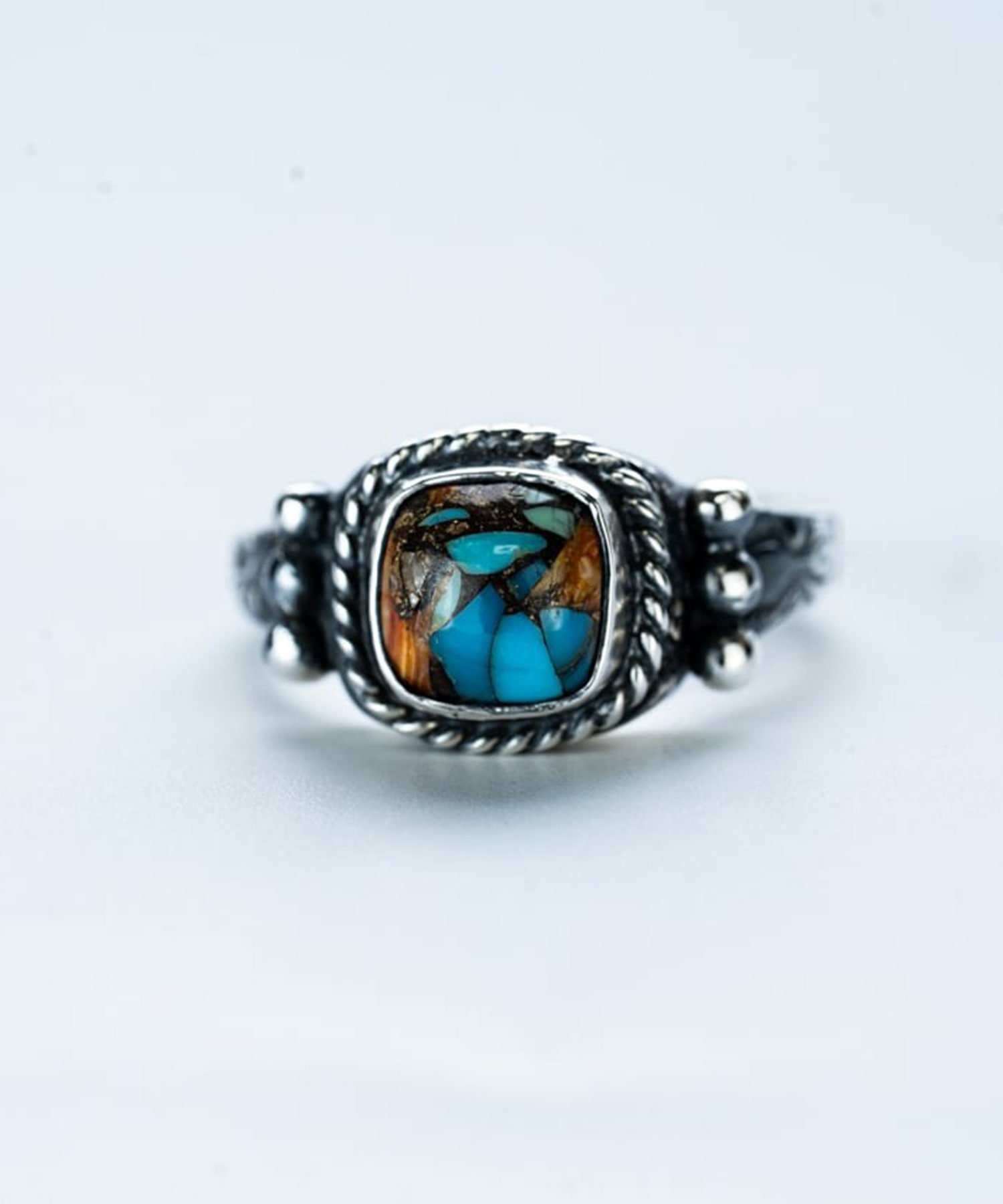 R-100 Native Square Signet Ring (Copper Turquoise)