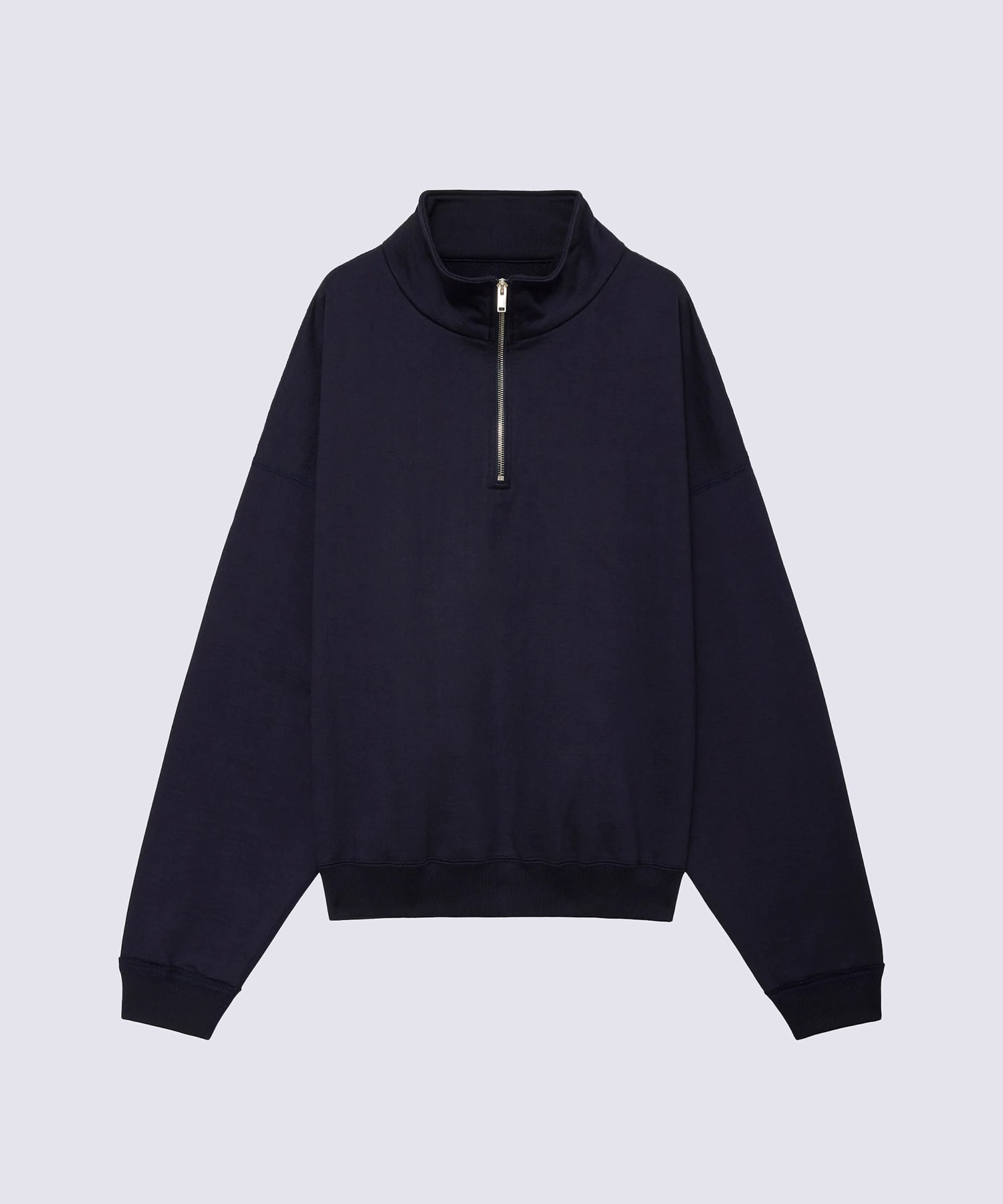 オーガニックコットンヘビー吊裏毛 / ショートクォータージッププルオーバー, D Navy