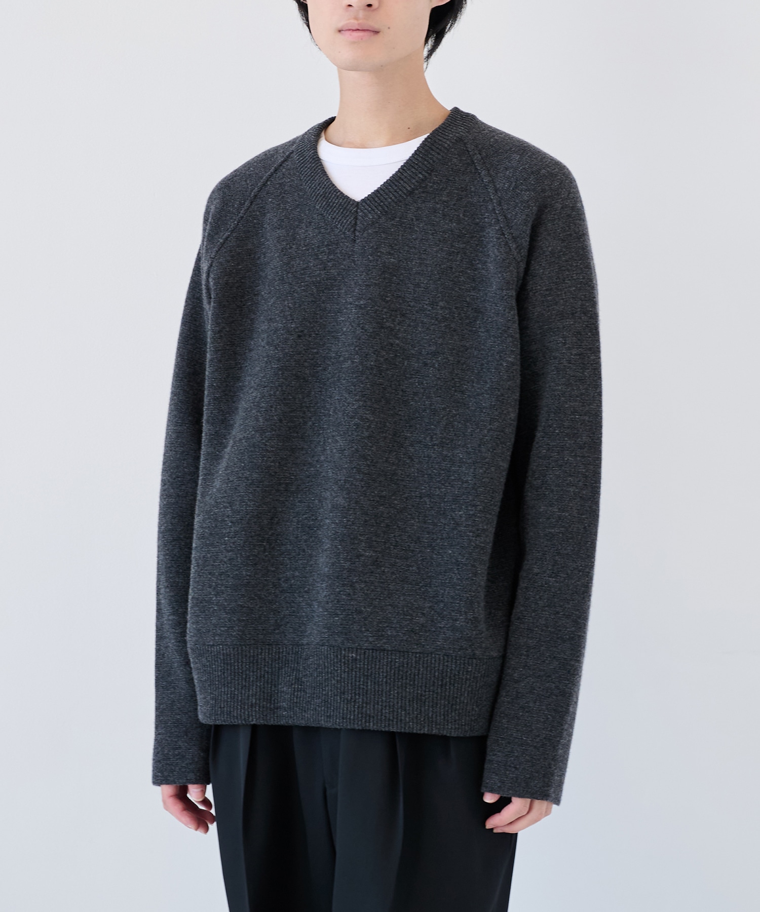 RERACS RAGLAN V NECK PULLOVER KNIT