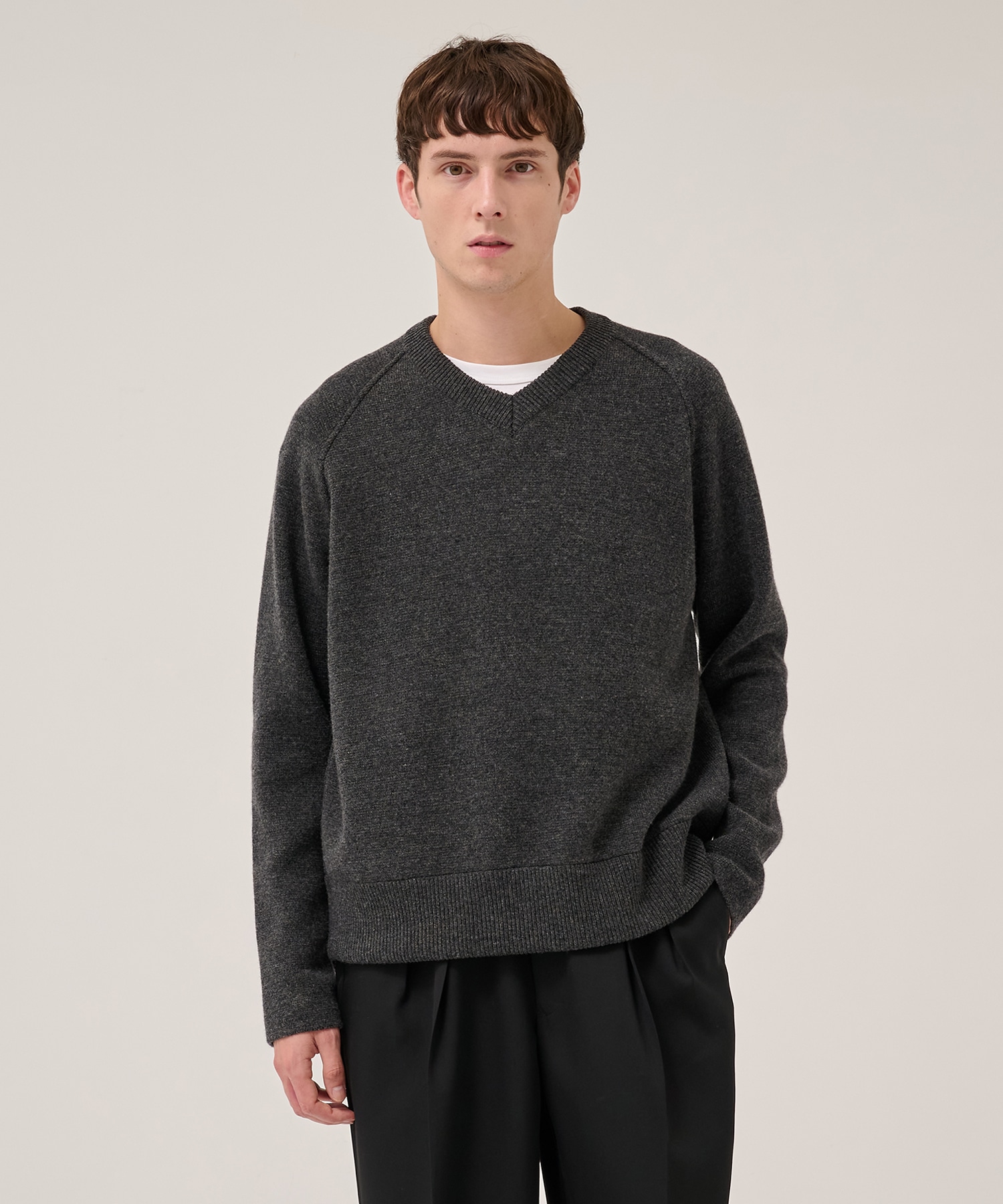 RERACS RAGLAN V NECK PULLOVER KNIT