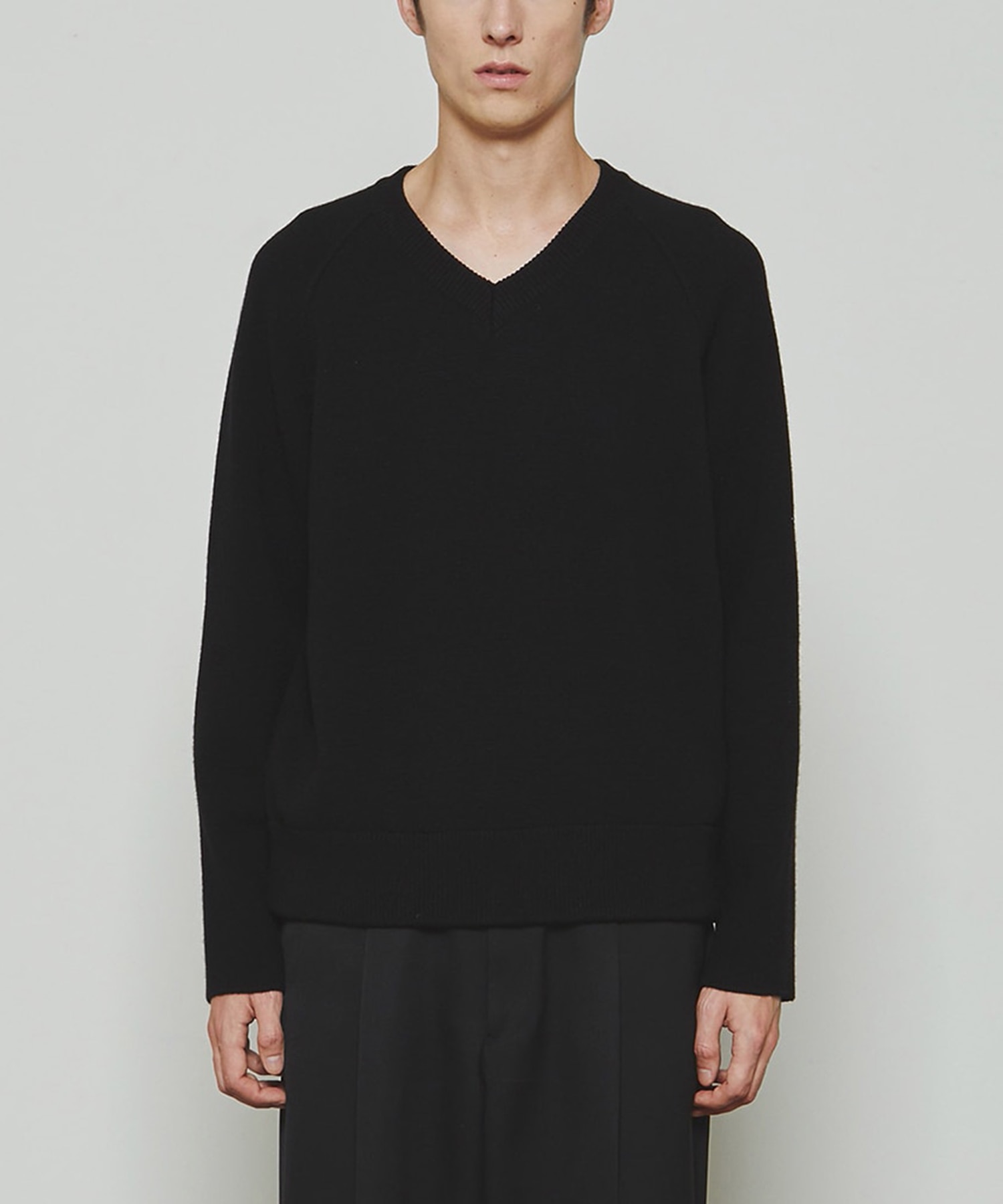 RERACS RAGLAN V NECK PULLOVER KNIT