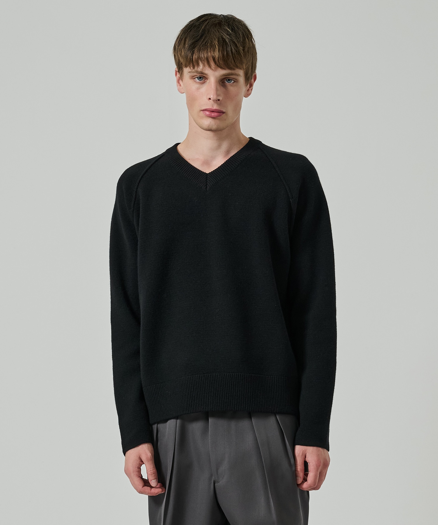 RERACS RAGLAN V NECK PULLOVER KNIT