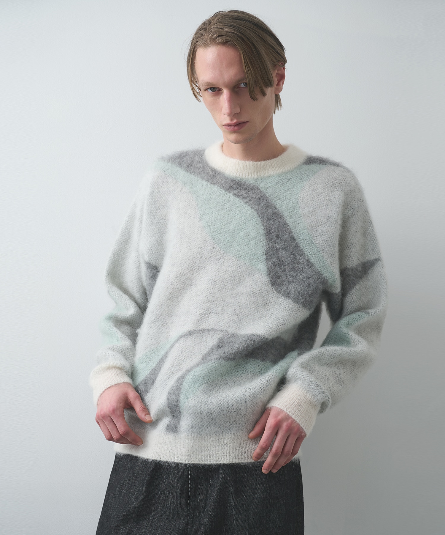 別注 Mohair Jacquard Crew Neck Knit