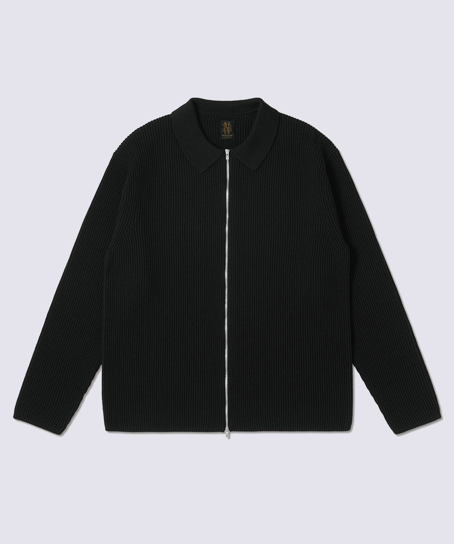 SOLID WOOL RIB POLO ZIP UP CARDIGAN