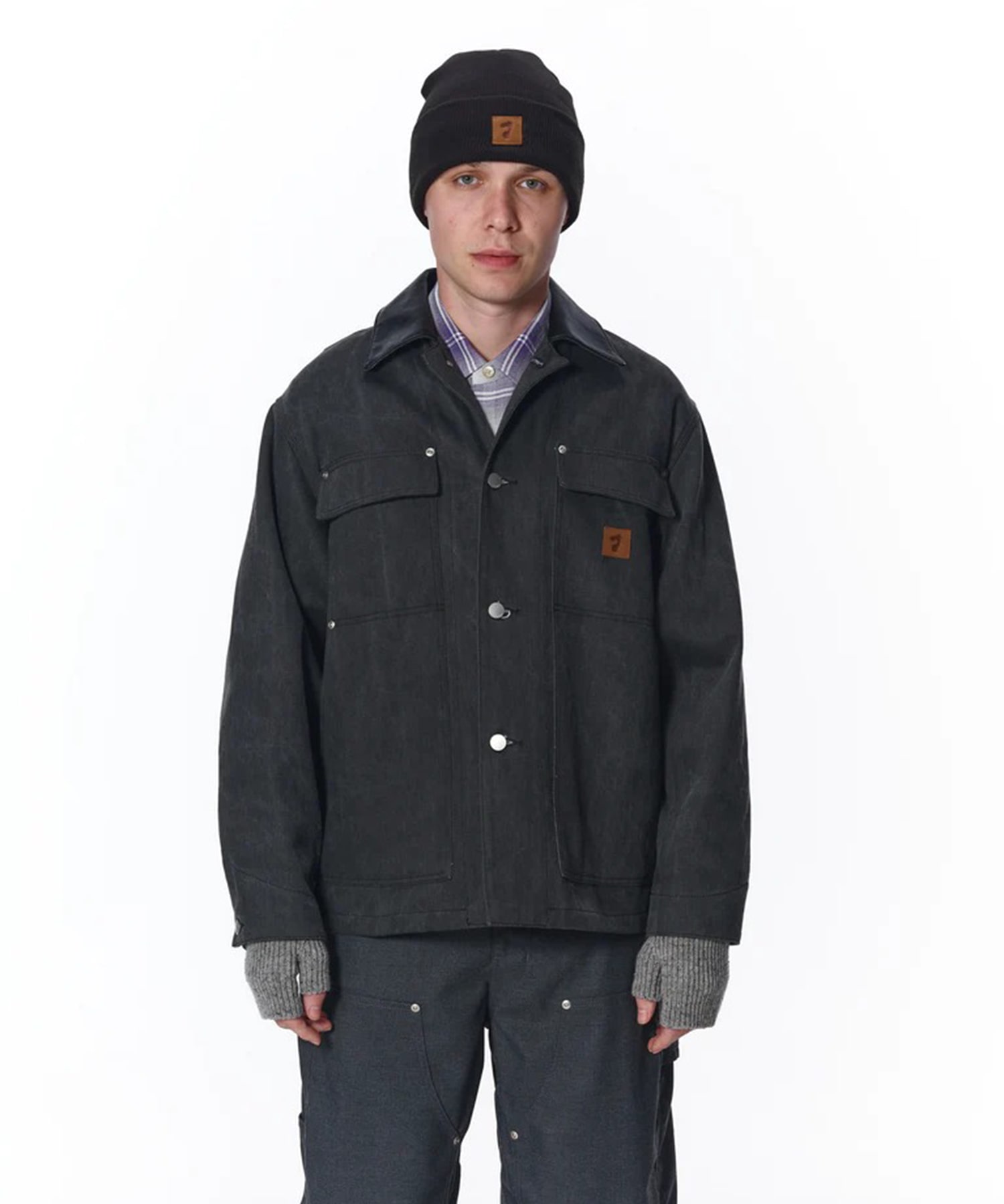 LEATHER COLLAR FADE COVERALL