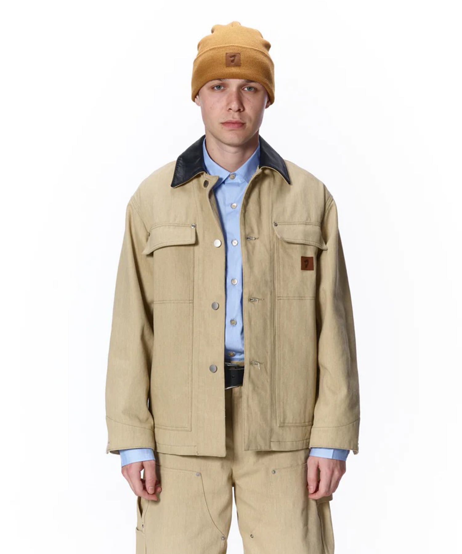 LEATHER COLLAR FADE COVERALL