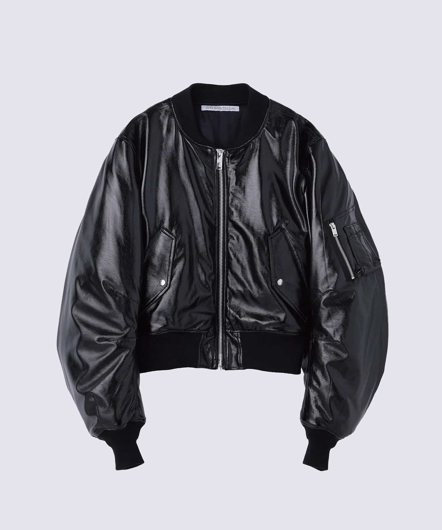 PATENT MASSIVE ROUNDED SLEEVE BOMBER JACKET