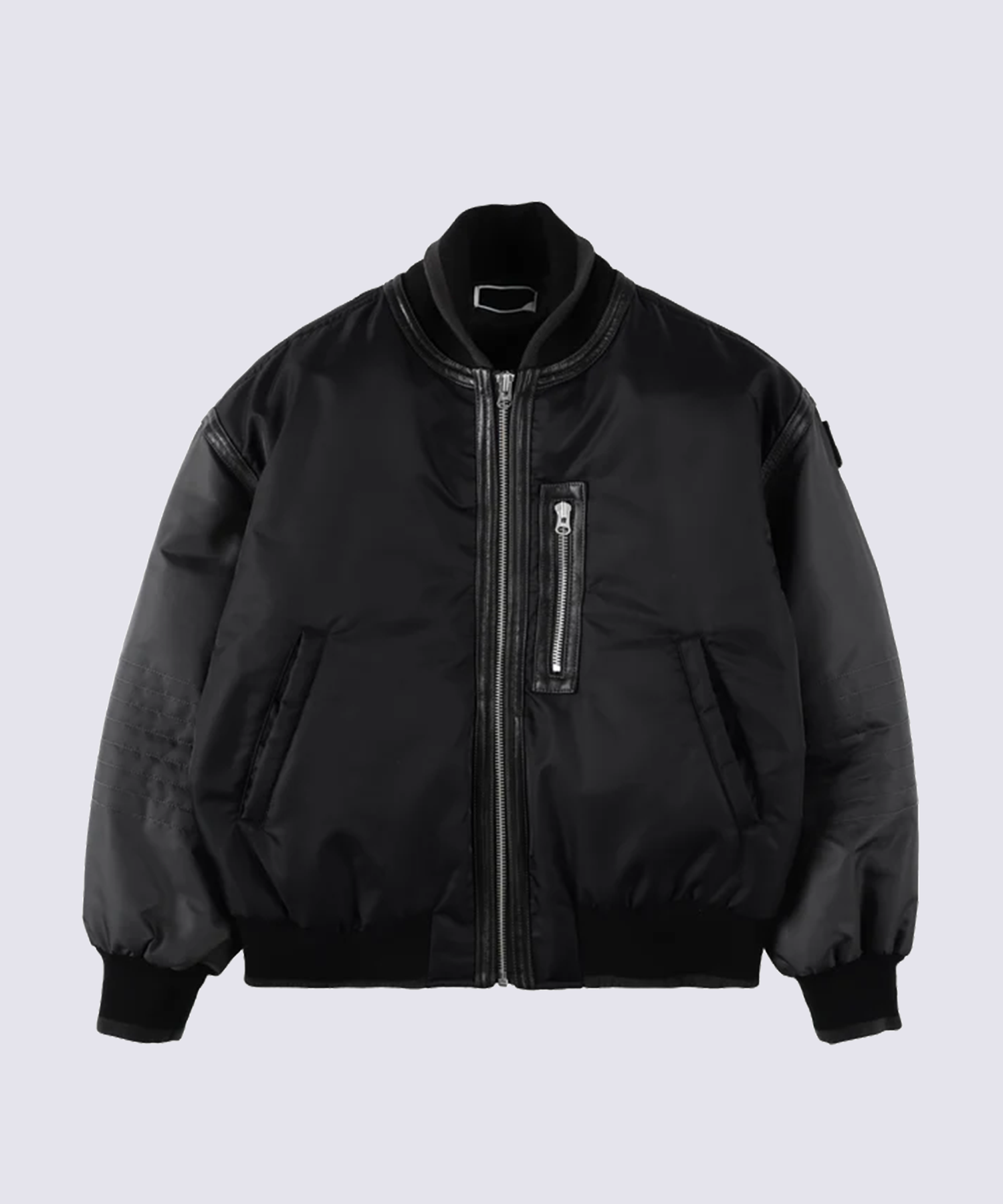 TRIM LEATHER BOMBER JACKET