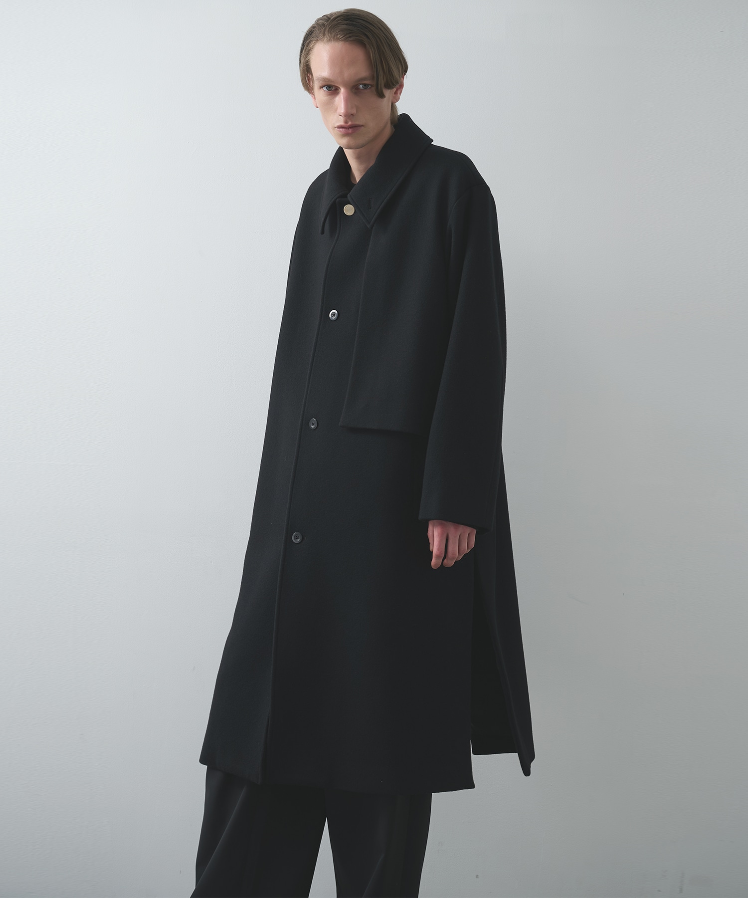 Lamb Wool Melton Layerd Long Coat