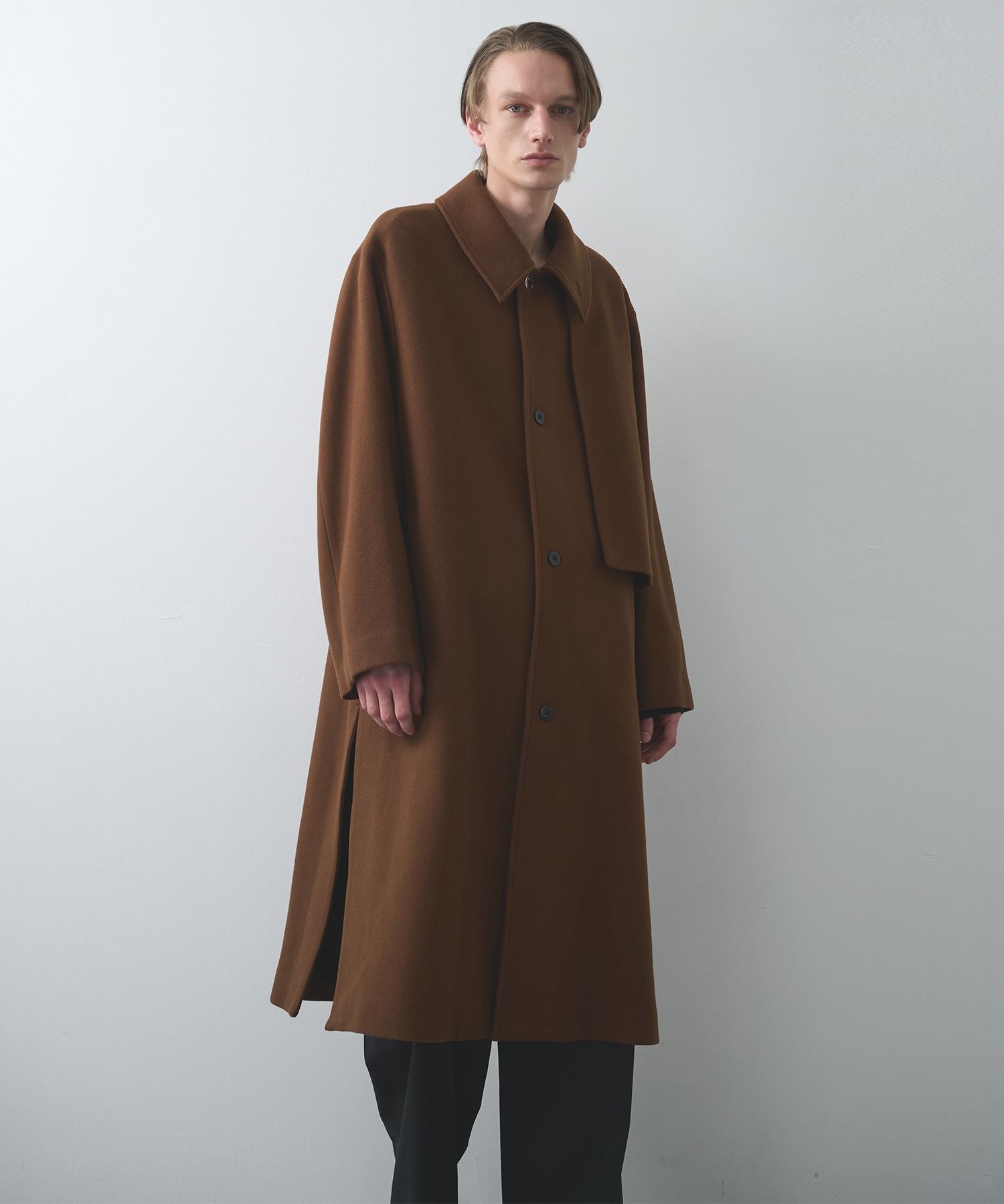 Lamb Wool Melton Layerd Long Coat