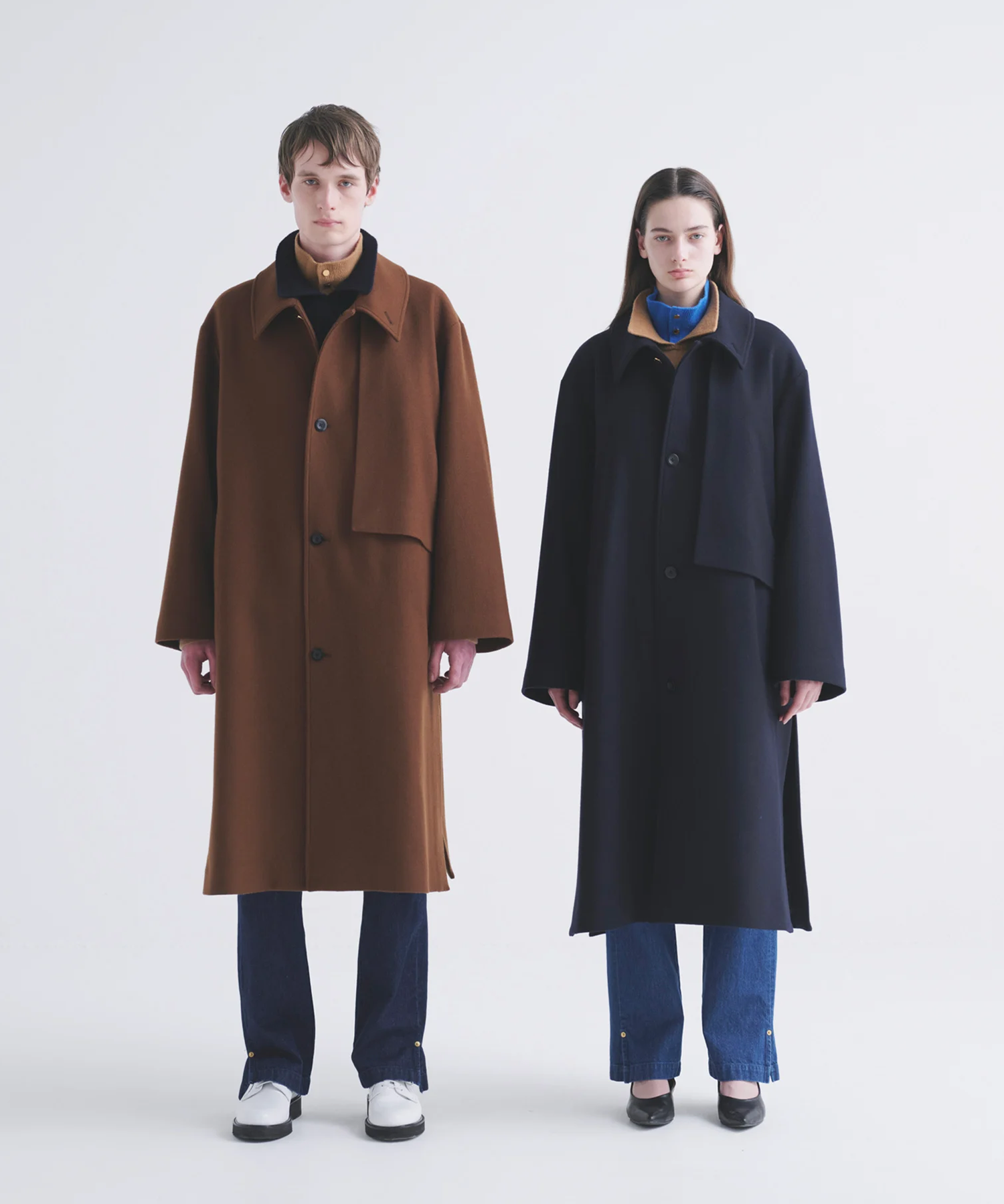 Lamb Wool Melton Layerd Long Coat