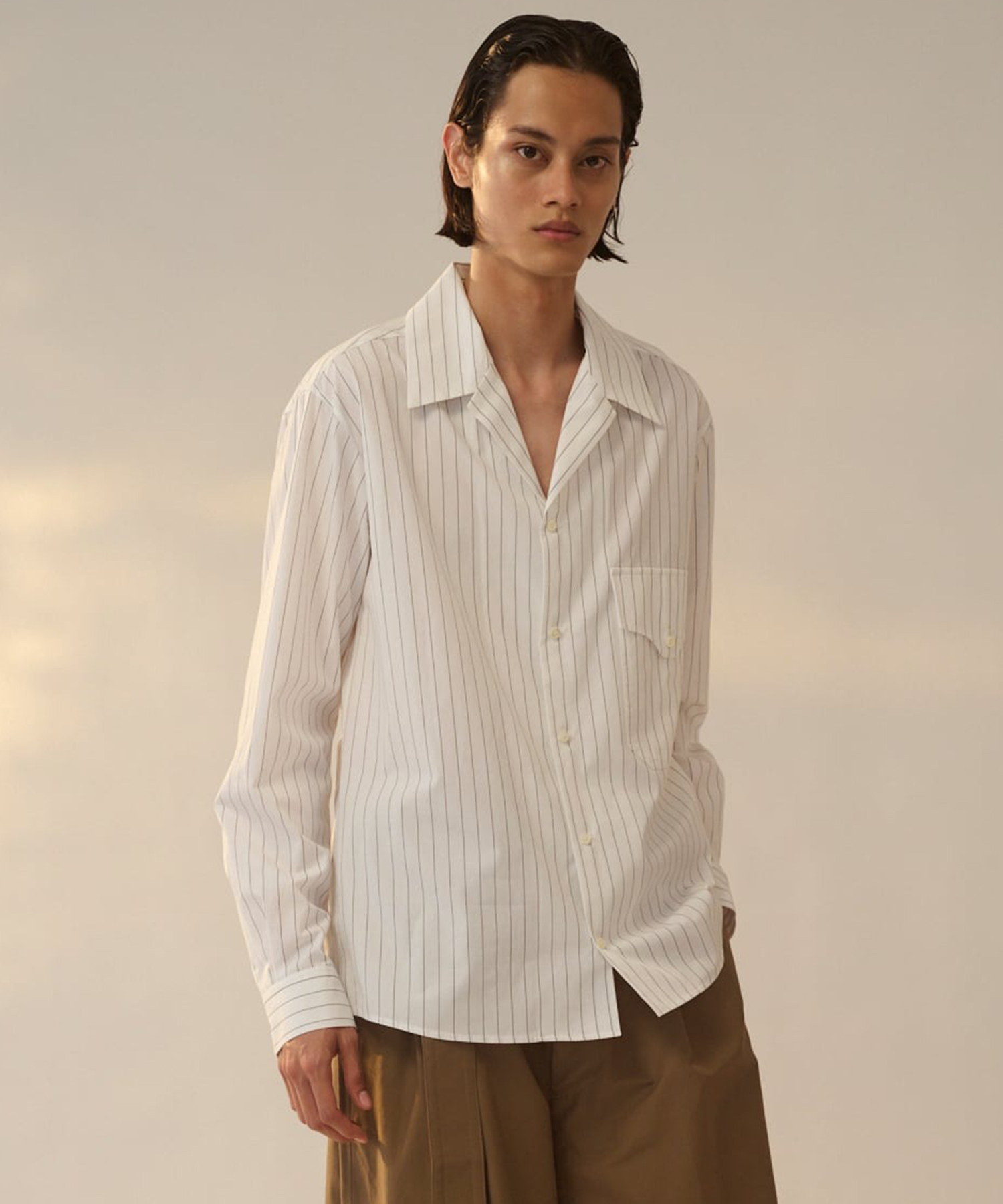 Wide Set Open Collar Shirt