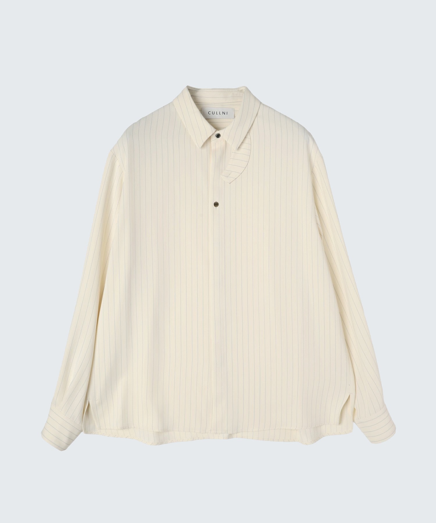 Stripe Double Cloth Chin Tab Long Sleeve Shirt