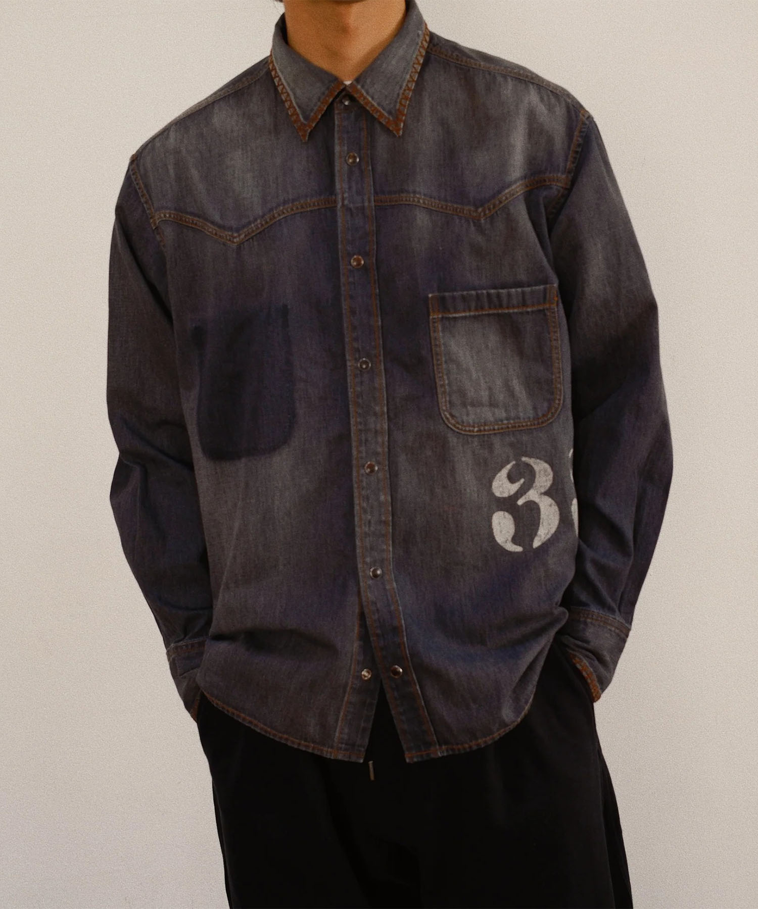 Hand-Embroidered Denim Shirt