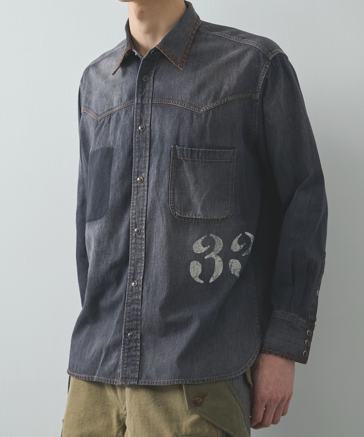 Hand-Embroidered Denim Shirt