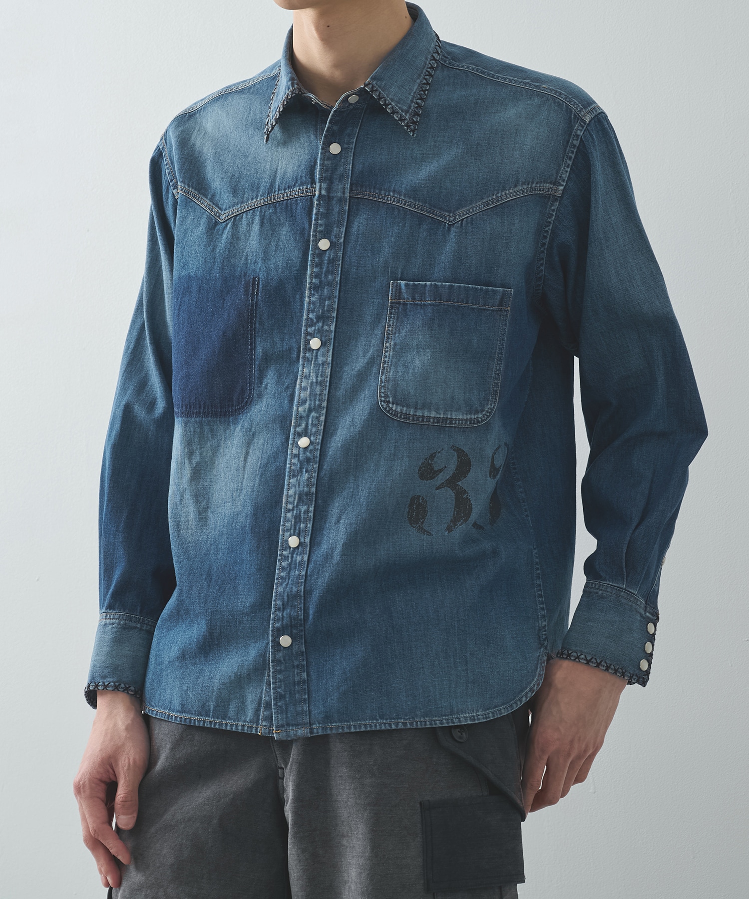 Hand-Embroidered Denim Shirt