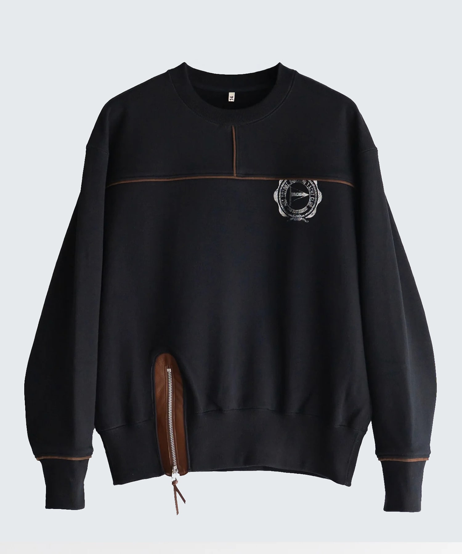 Leather-Trimmed Sweatshirt