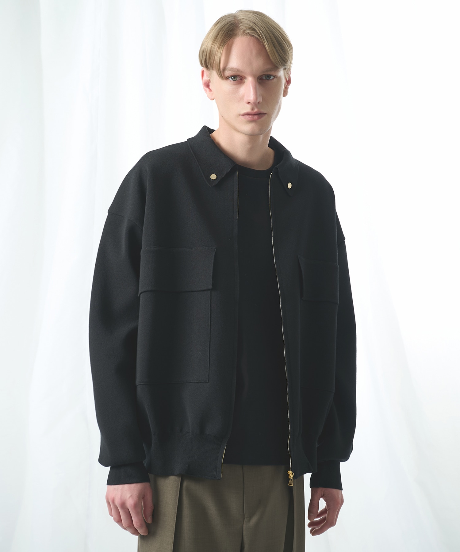 別注 BIG POCKET ZIP UP KNIT JACKET