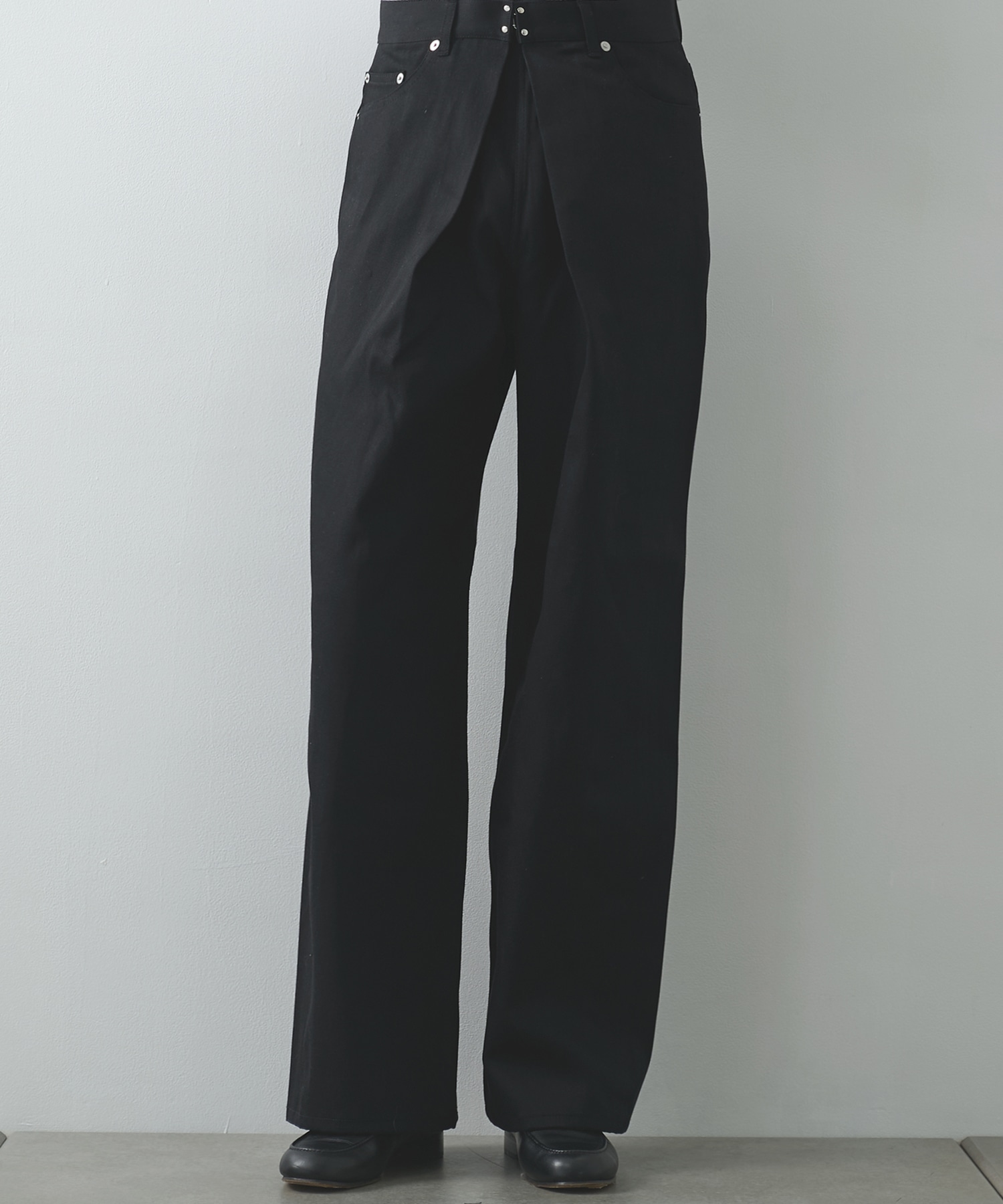 RIGID DENIM WIDE PANTS (SHORT LENGTH)
