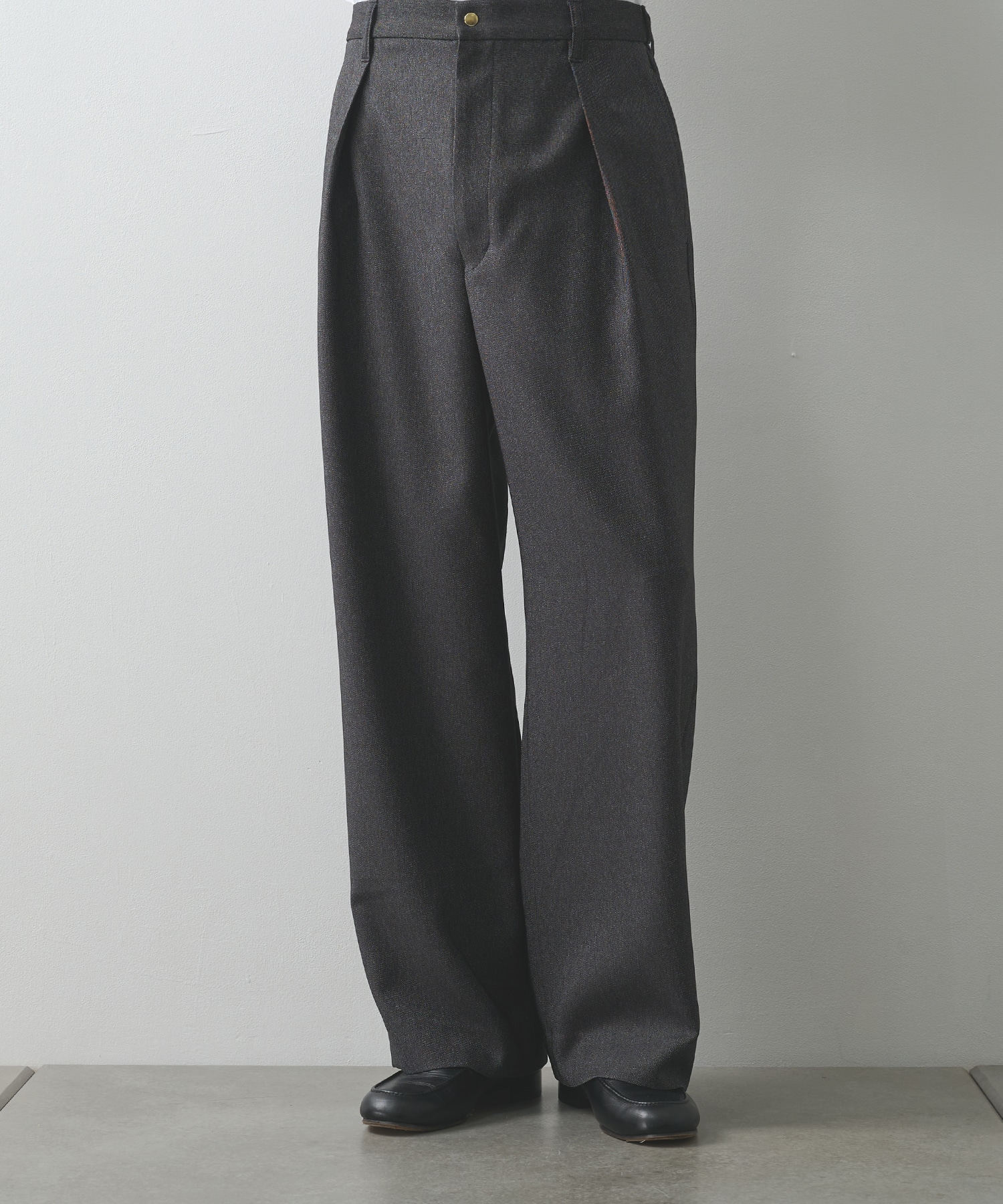 Faux Denim Tuck Wide Pant