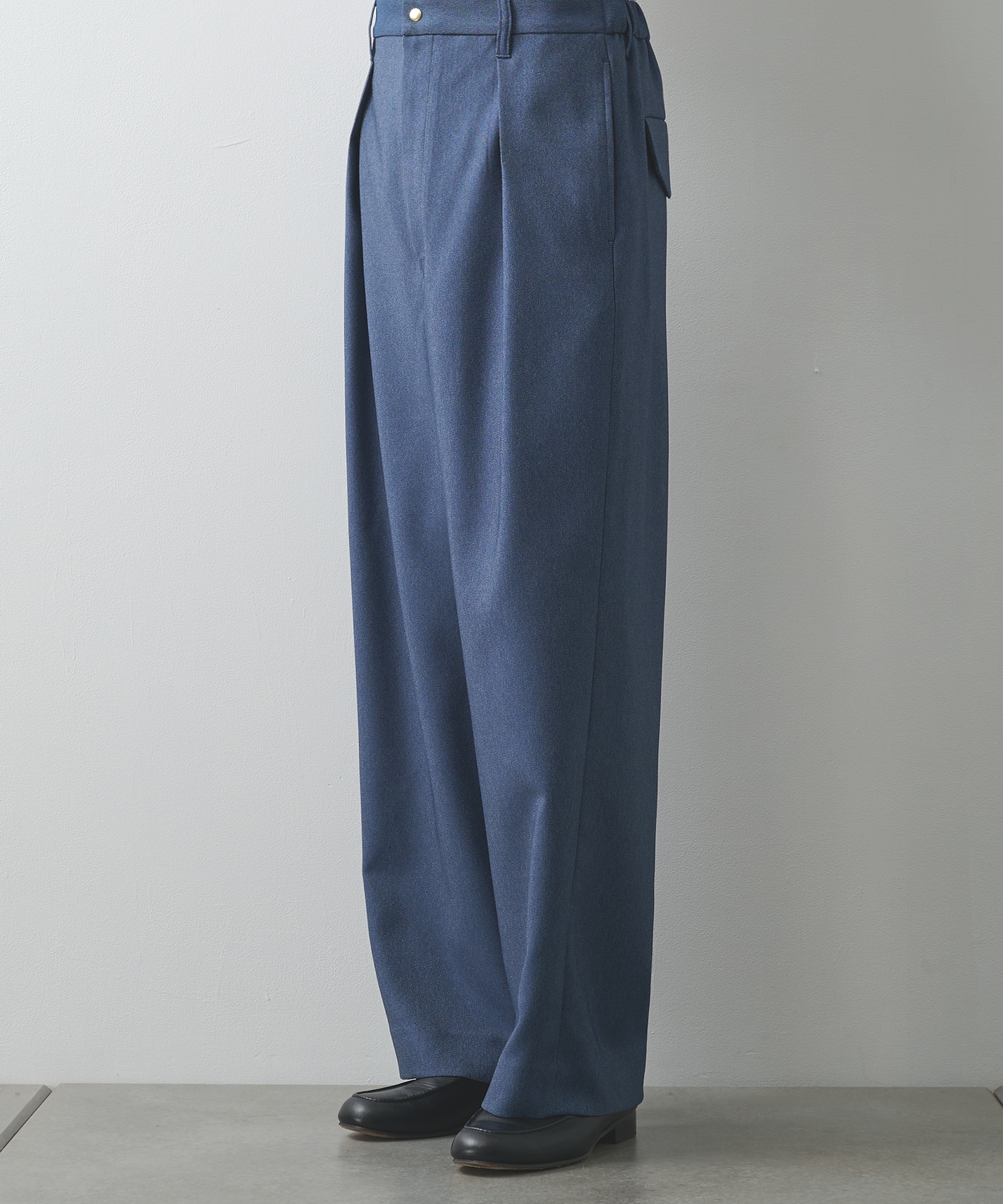 Faux Denim Tuck Wide Pant