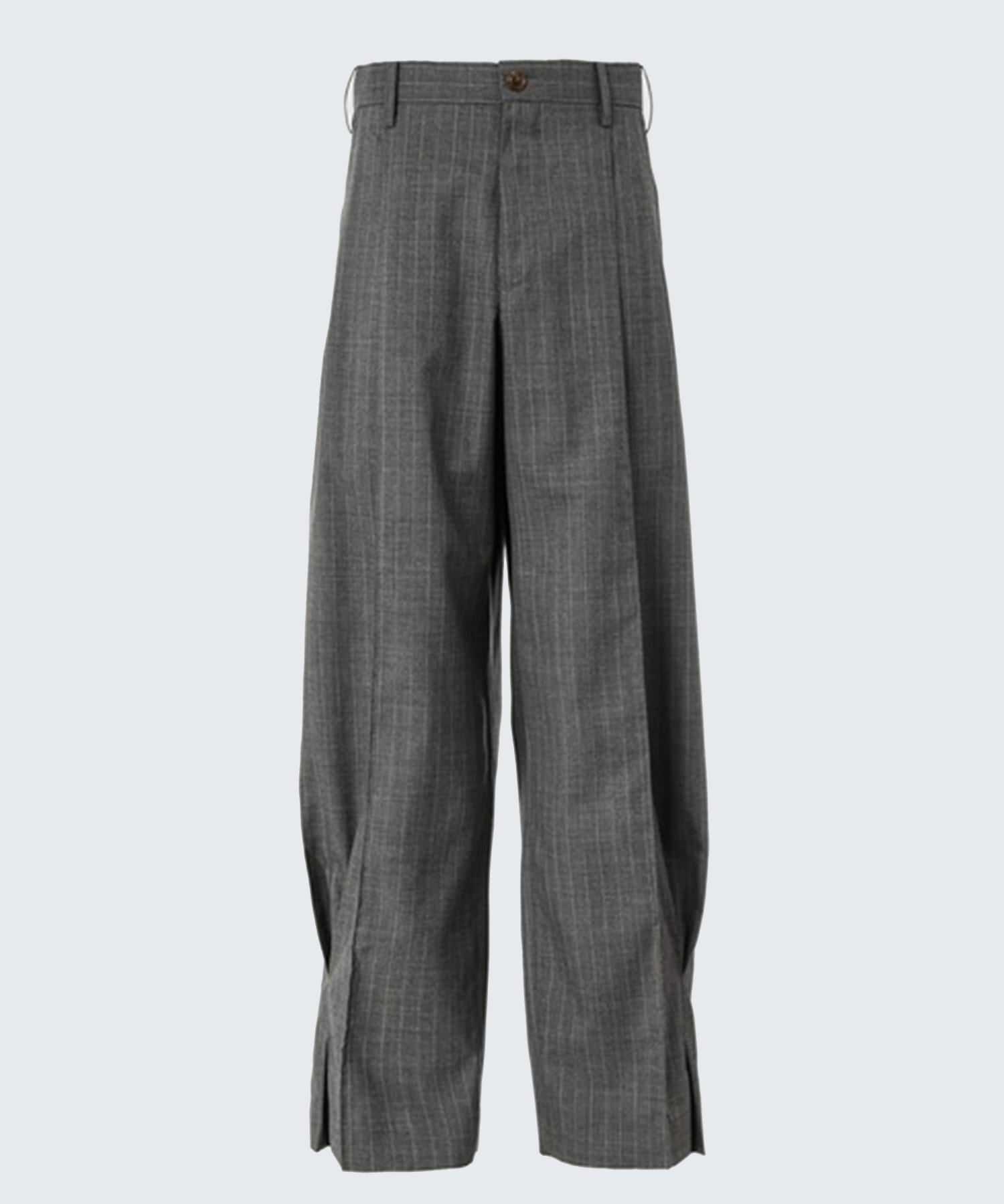 Pleated Stripe Summer Wool Pants