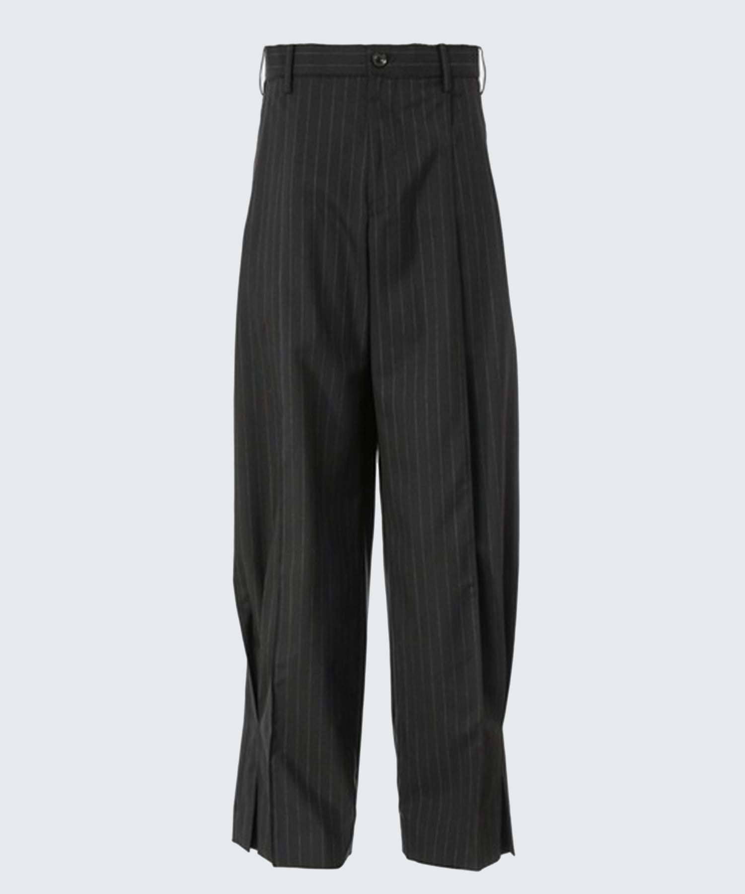 Pleated Stripe Summer Wool Pants