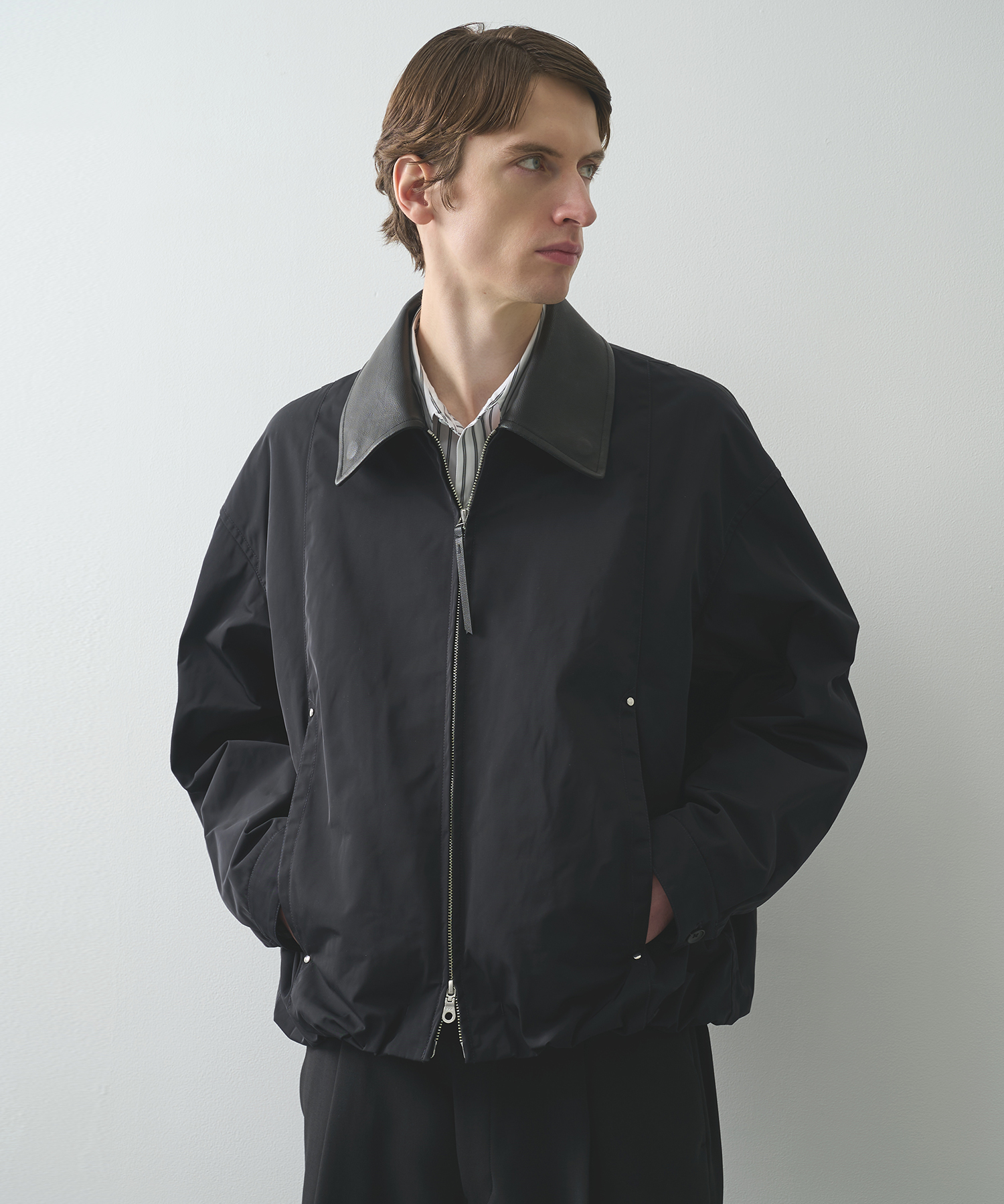 Leather collar Balloon Blouson