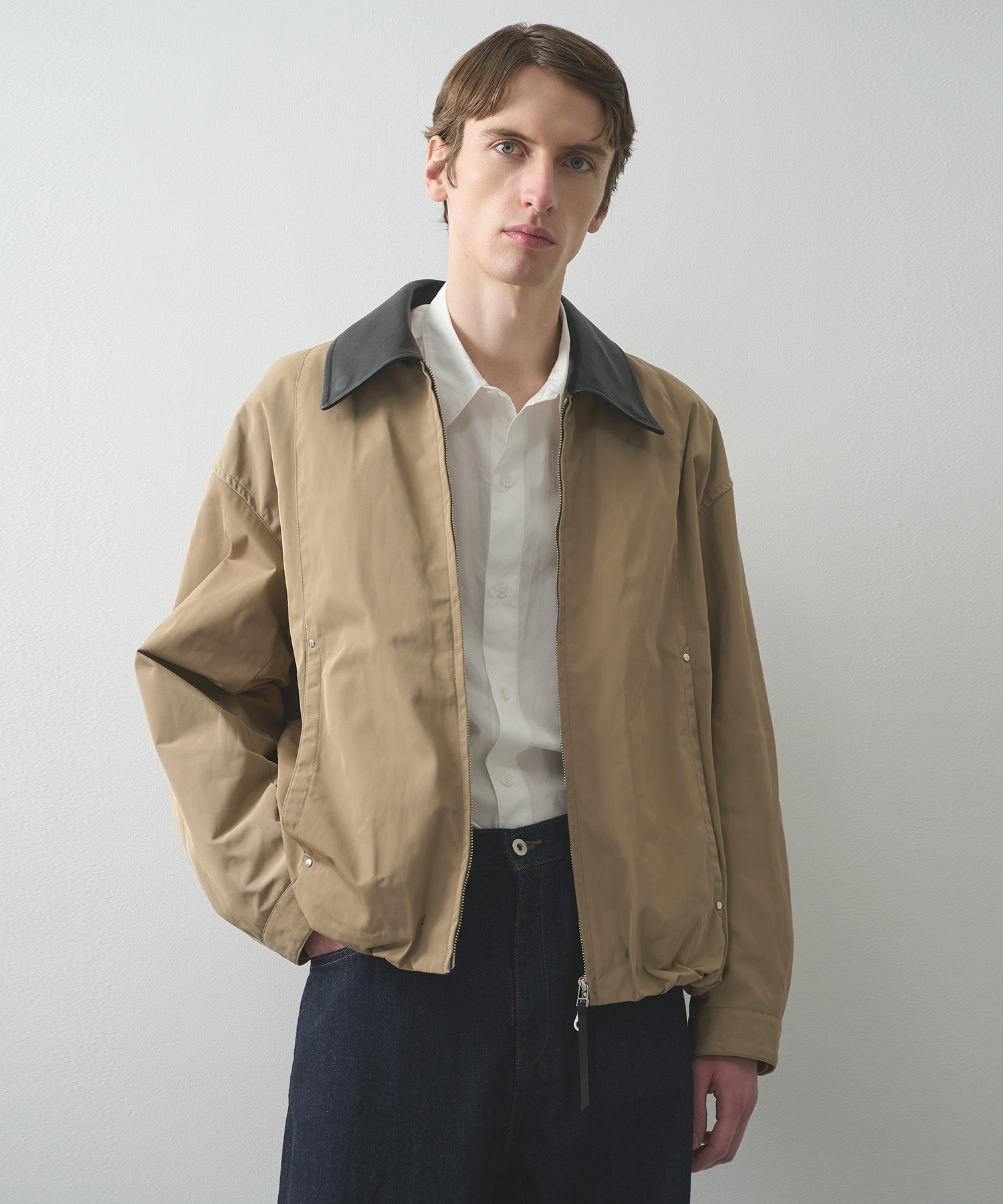 Leather collar Balloon Blouson