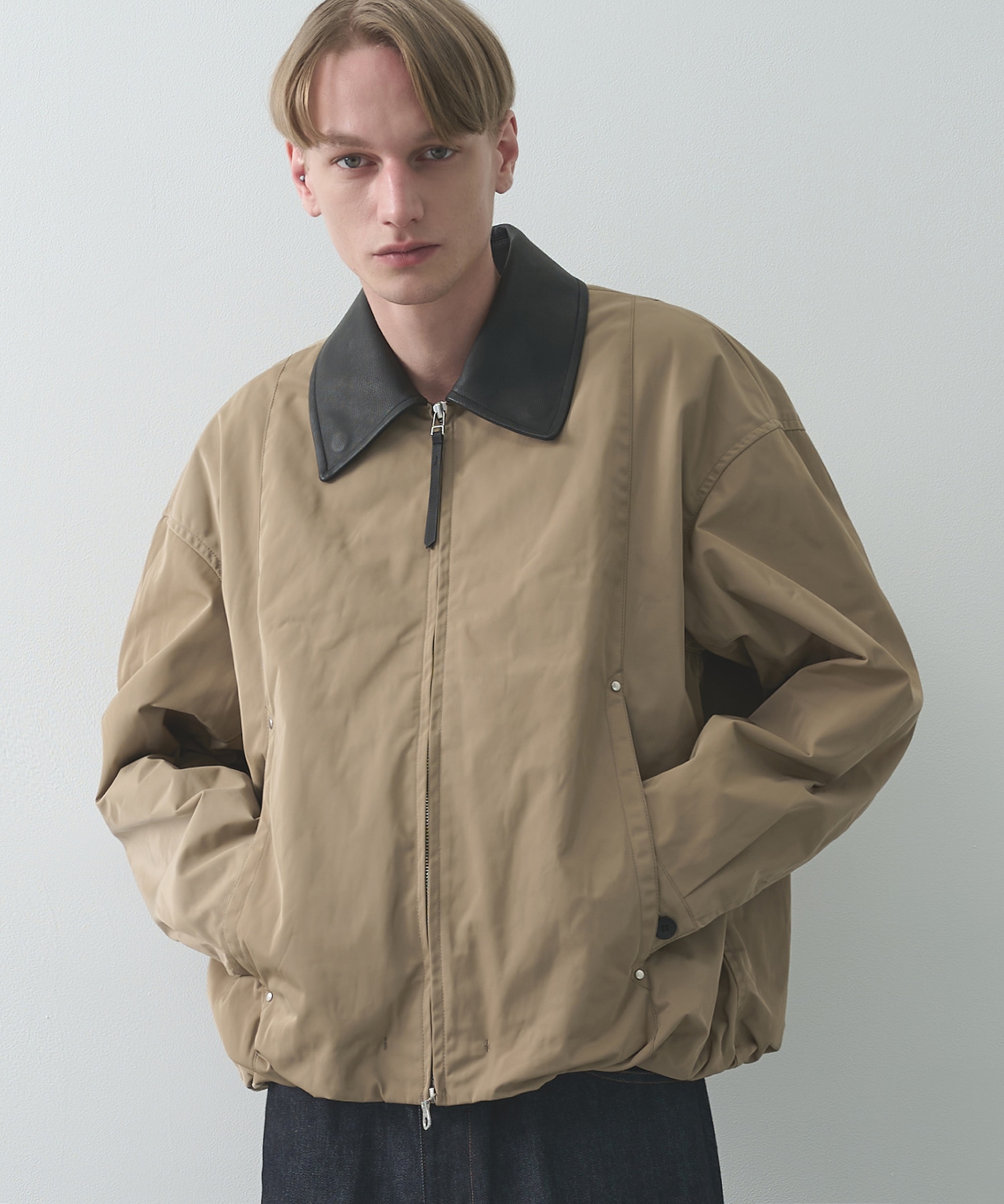 Leather collar Balloon Blouson